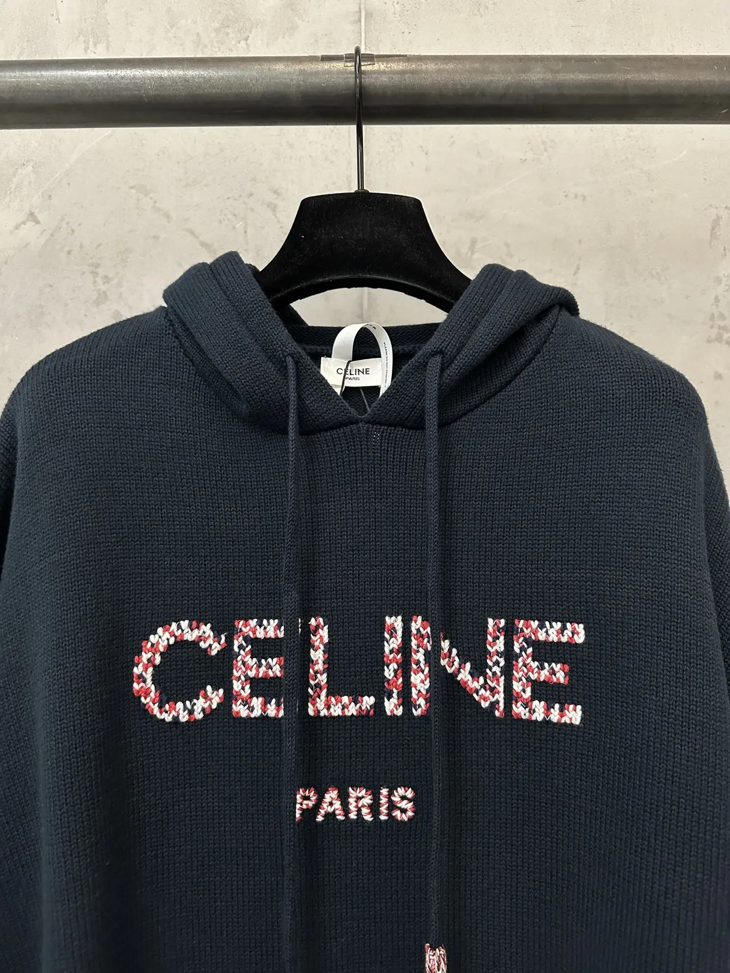 Logo-Embroidered Wool-Blend Knit Hoodie D33522276 — view 5