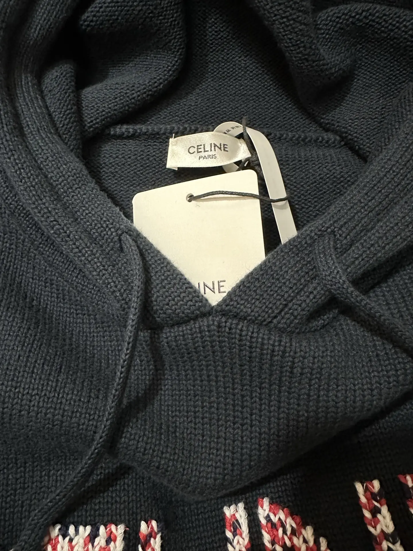 Logo-Embroidered Wool-Blend Knit Hoodie D33522276 — view 6