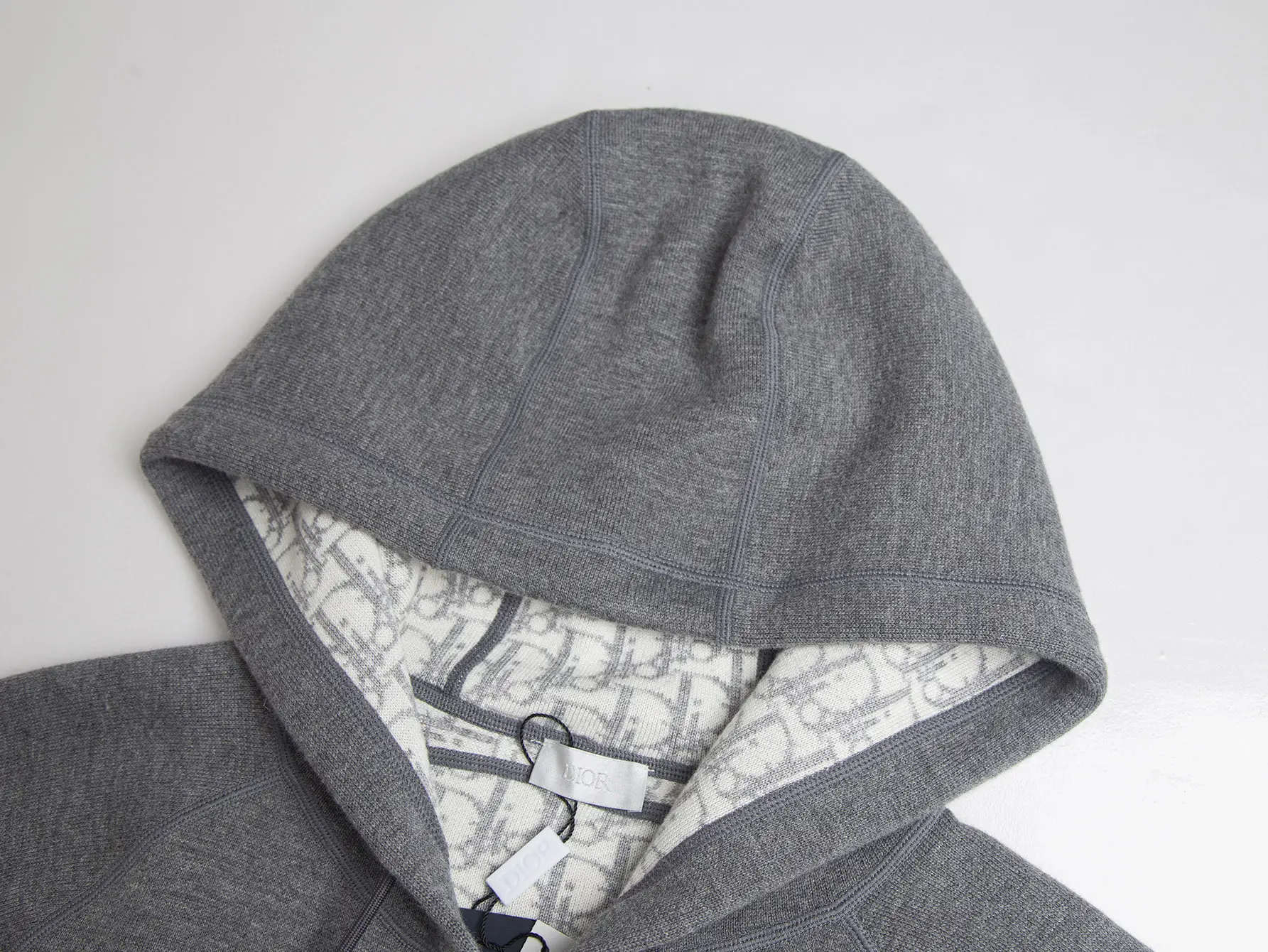 Reversible Oblique Cashmere-Blend Zip Hoodie D34016058 — view 5