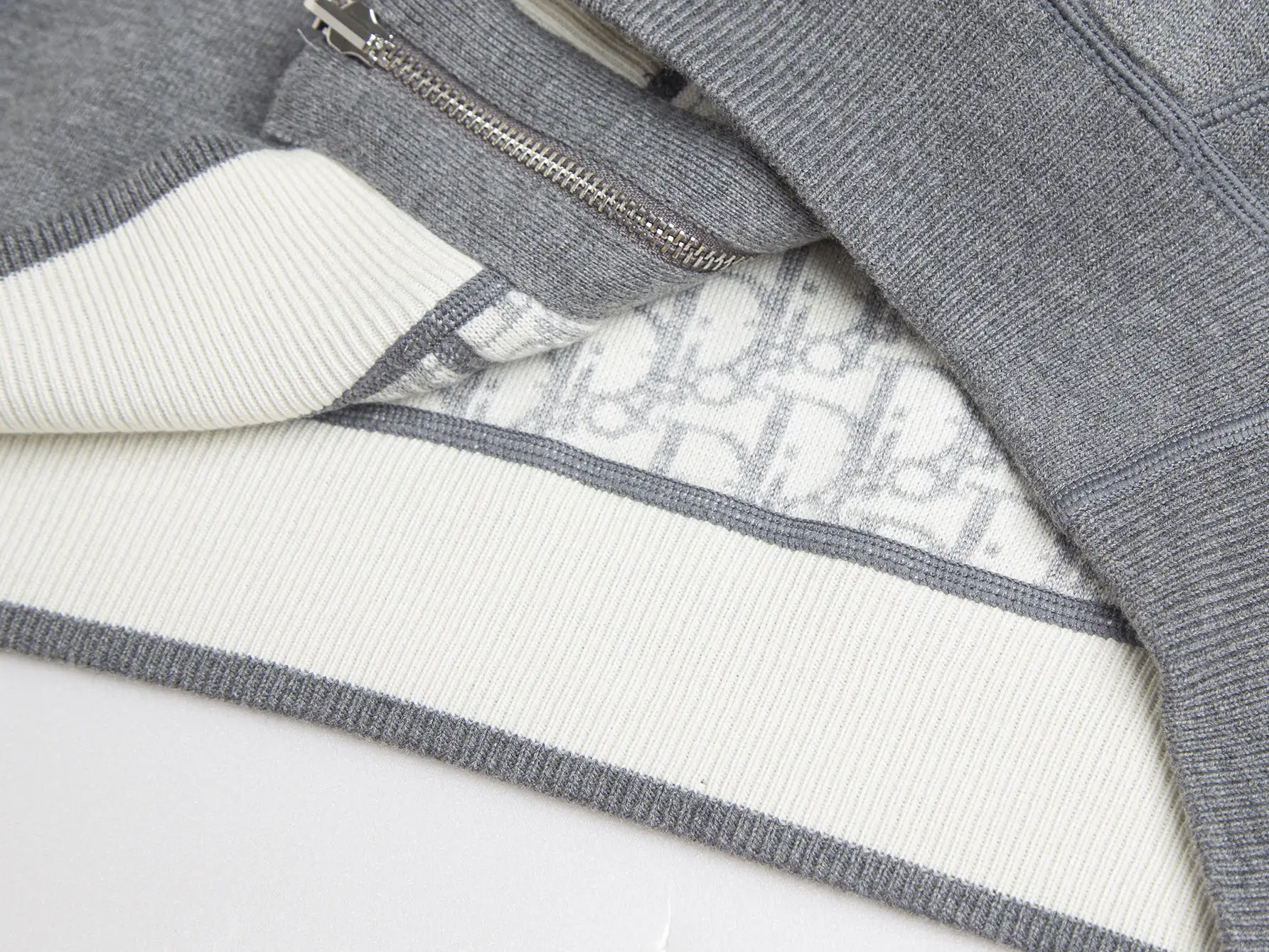 Reversible Oblique Cashmere-Blend Zip Hoodie D34016058 — view 12