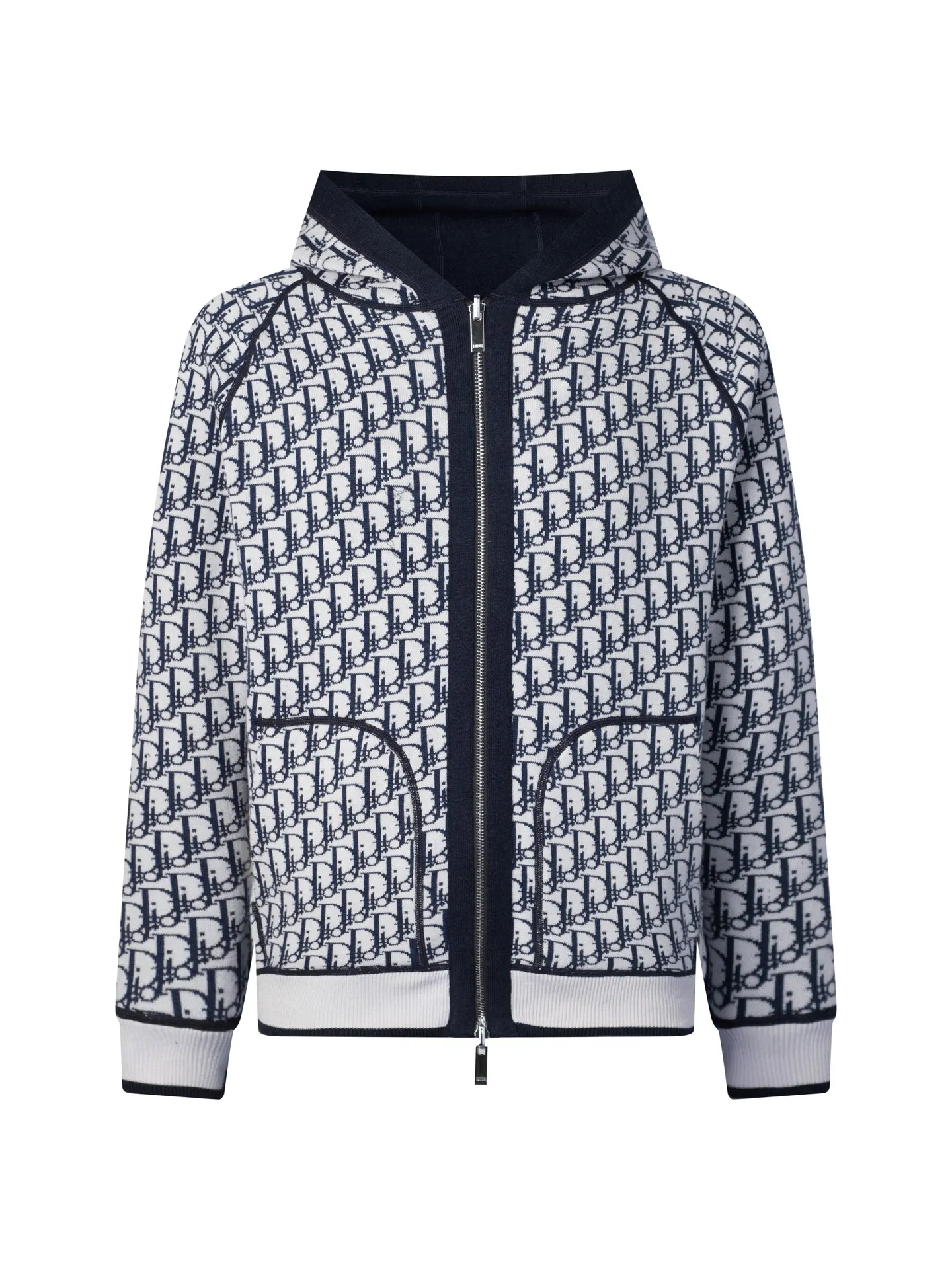 Reversible Oblique Cashmere-Blend Zip-Up Hoodie D34016055 — view 3