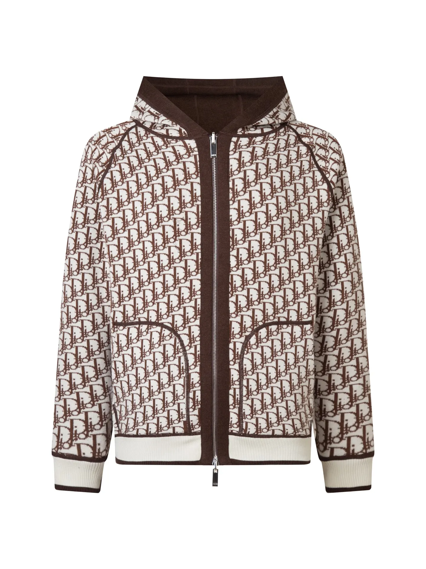 Reversible Oblique Cashmere-Blend Zip-Up Hoodie D34016061 — view 4