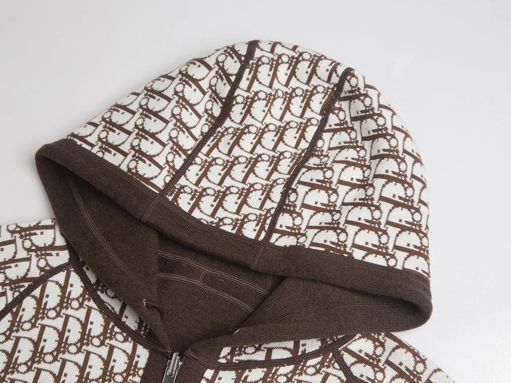 Reversible Oblique Cashmere-Blend Zip-Up Hoodie D34016061 — view 6