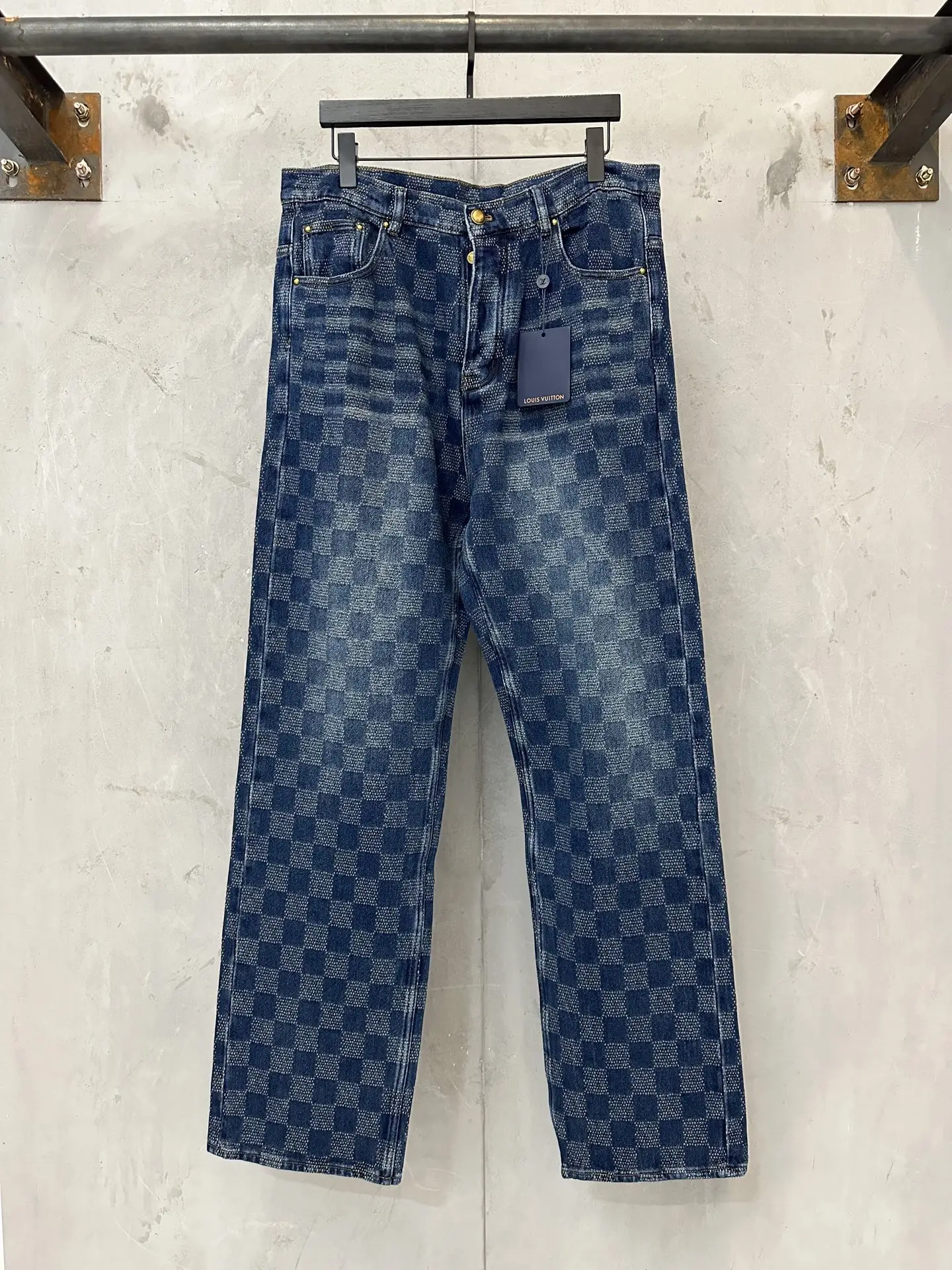Damier Pattern Straight-Leg Skate Jeans D34011484