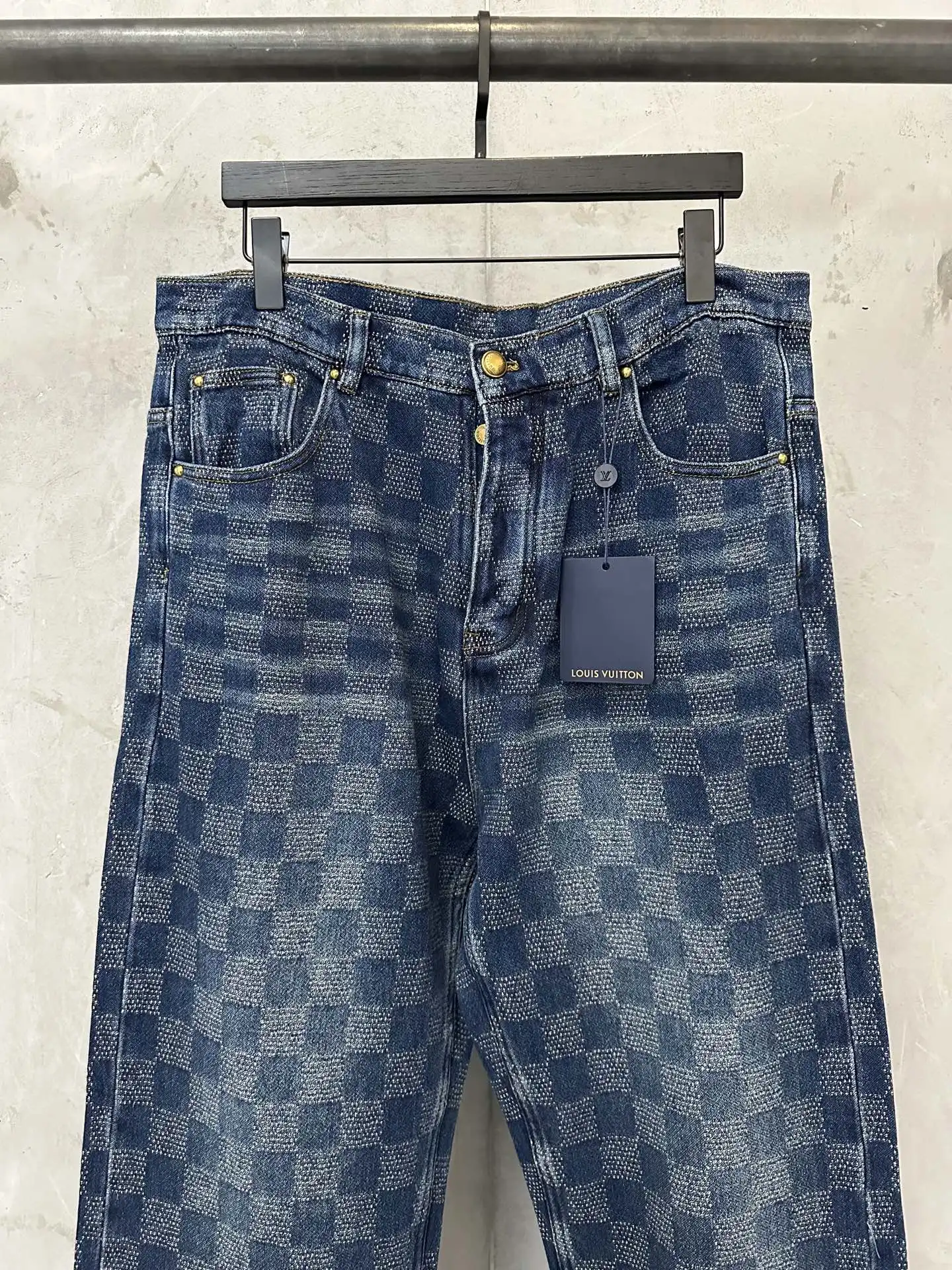 Damier Pattern Straight-Leg Skate Jeans D34011484 — view 3