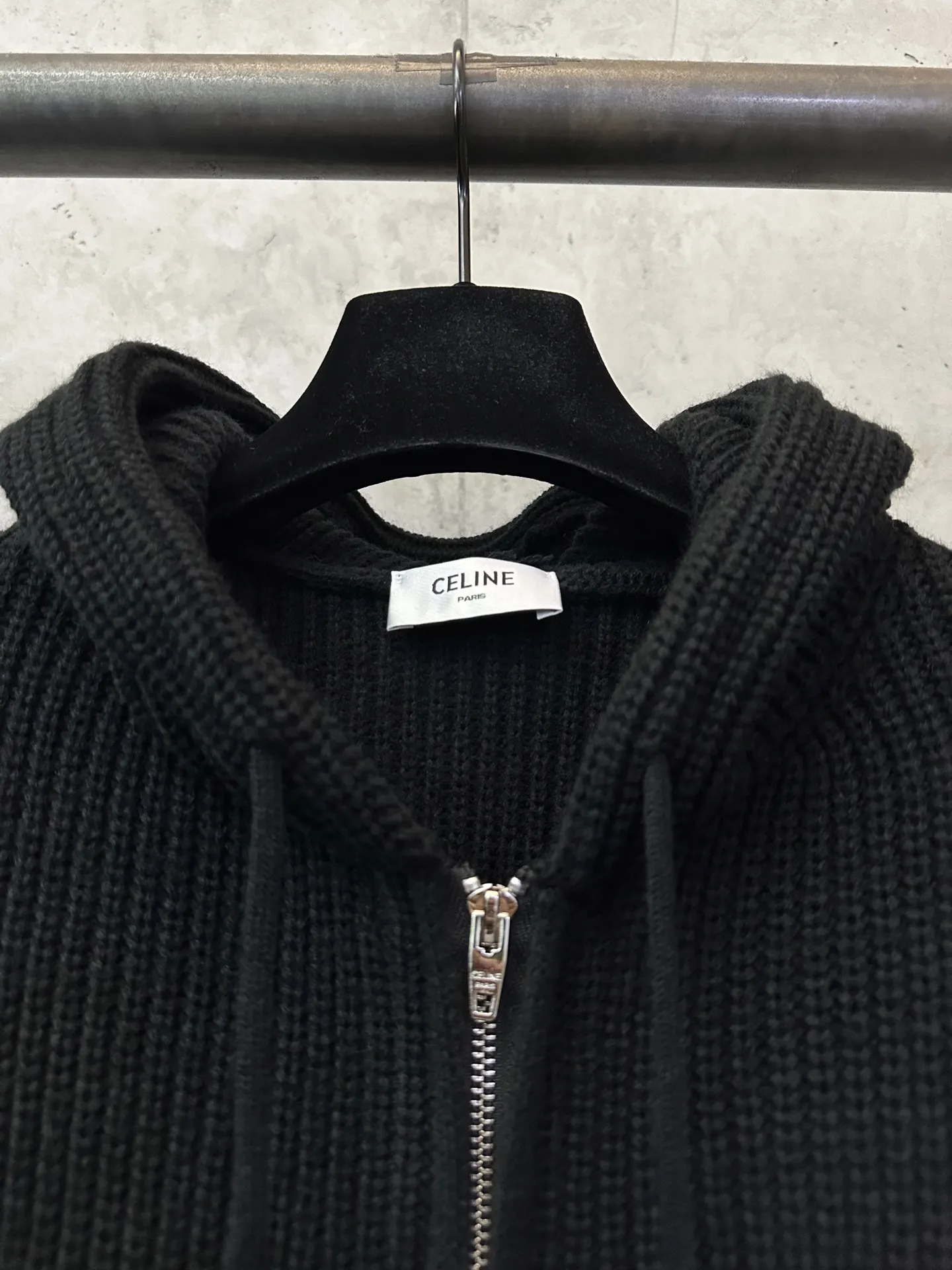 Triomphe Logo Ribbed Knit Zip-Up Hoodie D35022233 — view 7