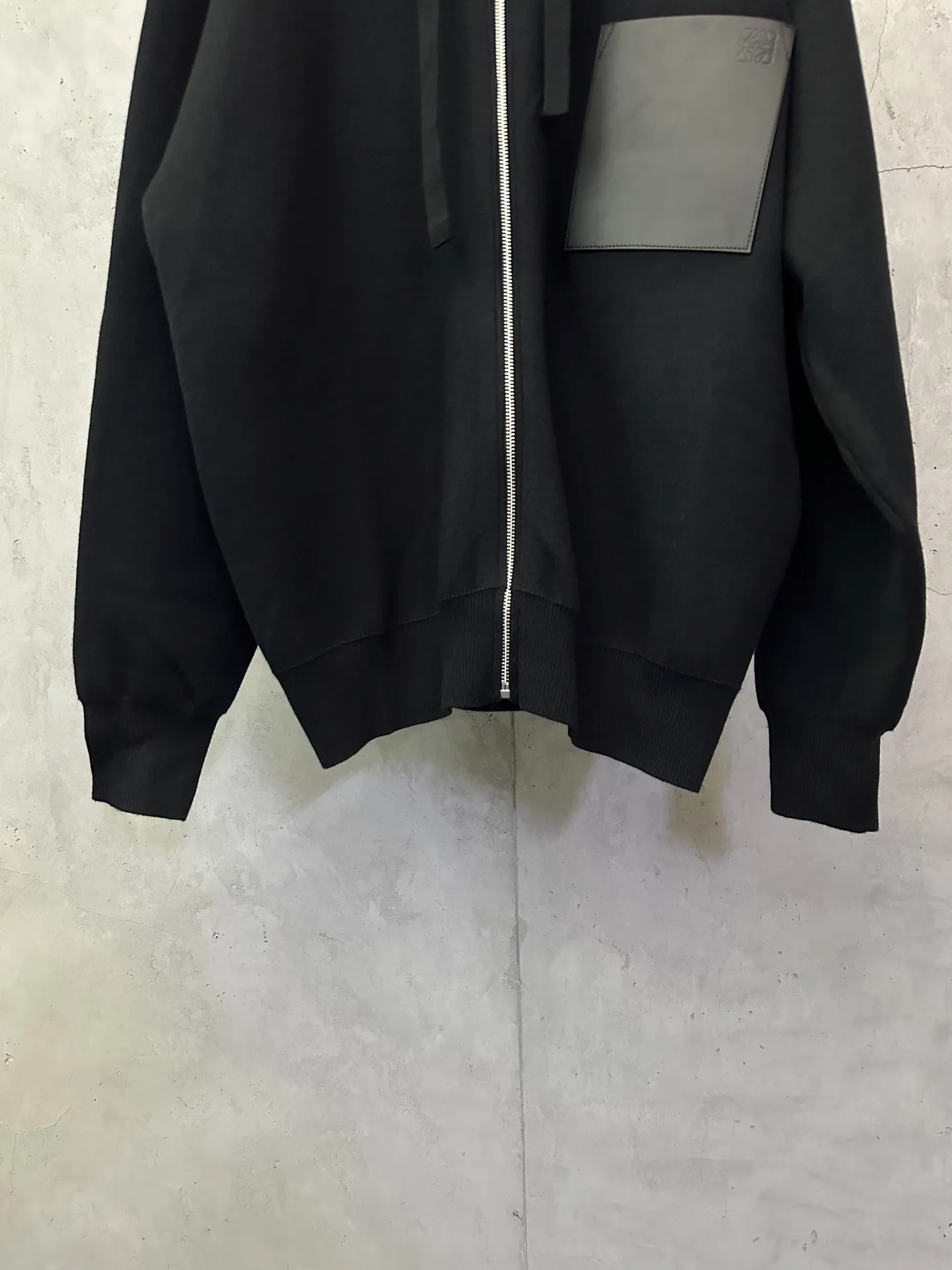Leather Patch Merino Wool Zip-Up Hoodie D35023139 — view 3