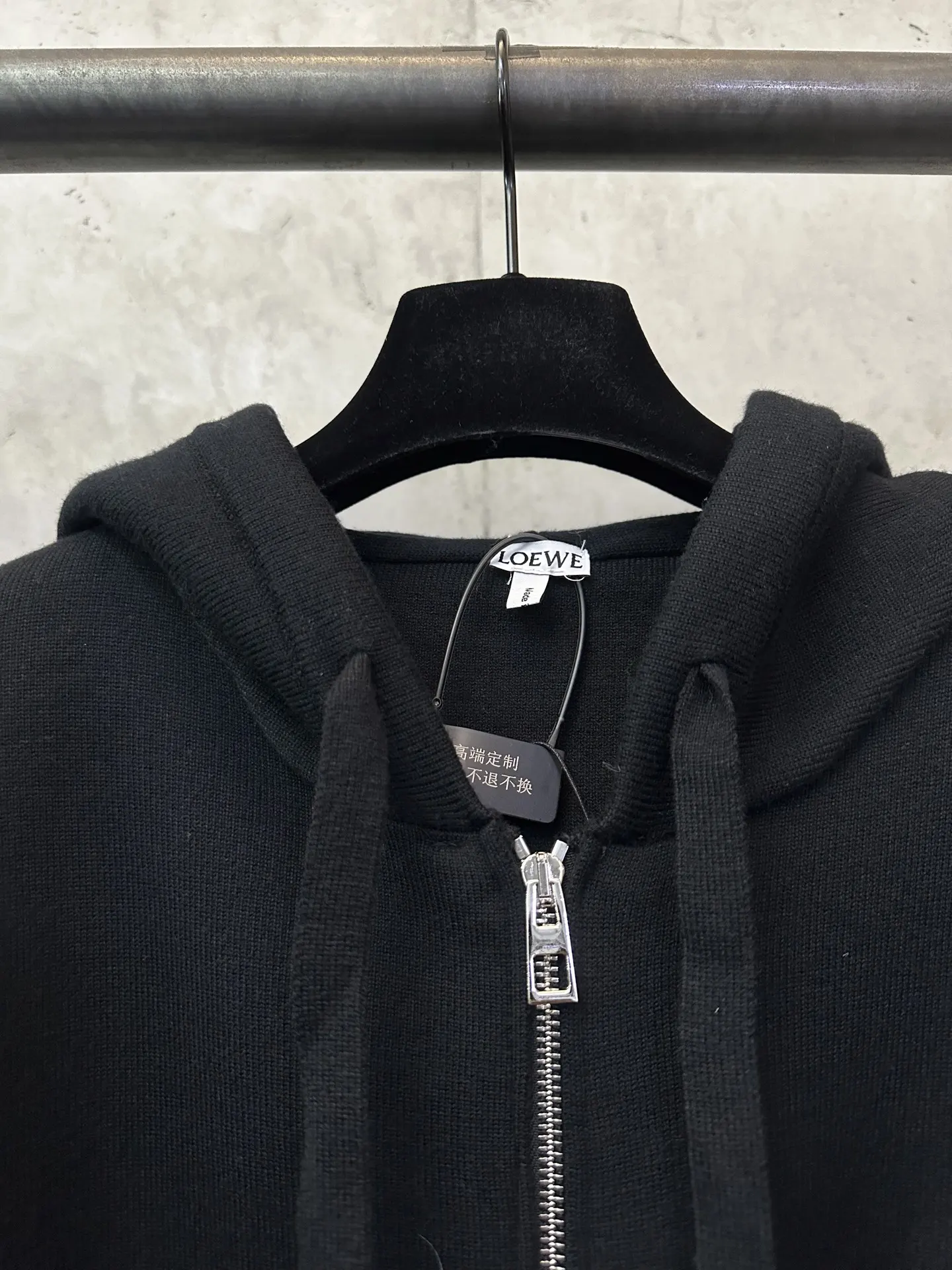 Leather Patch Merino Wool Zip-Up Hoodie D35023139 — view 7