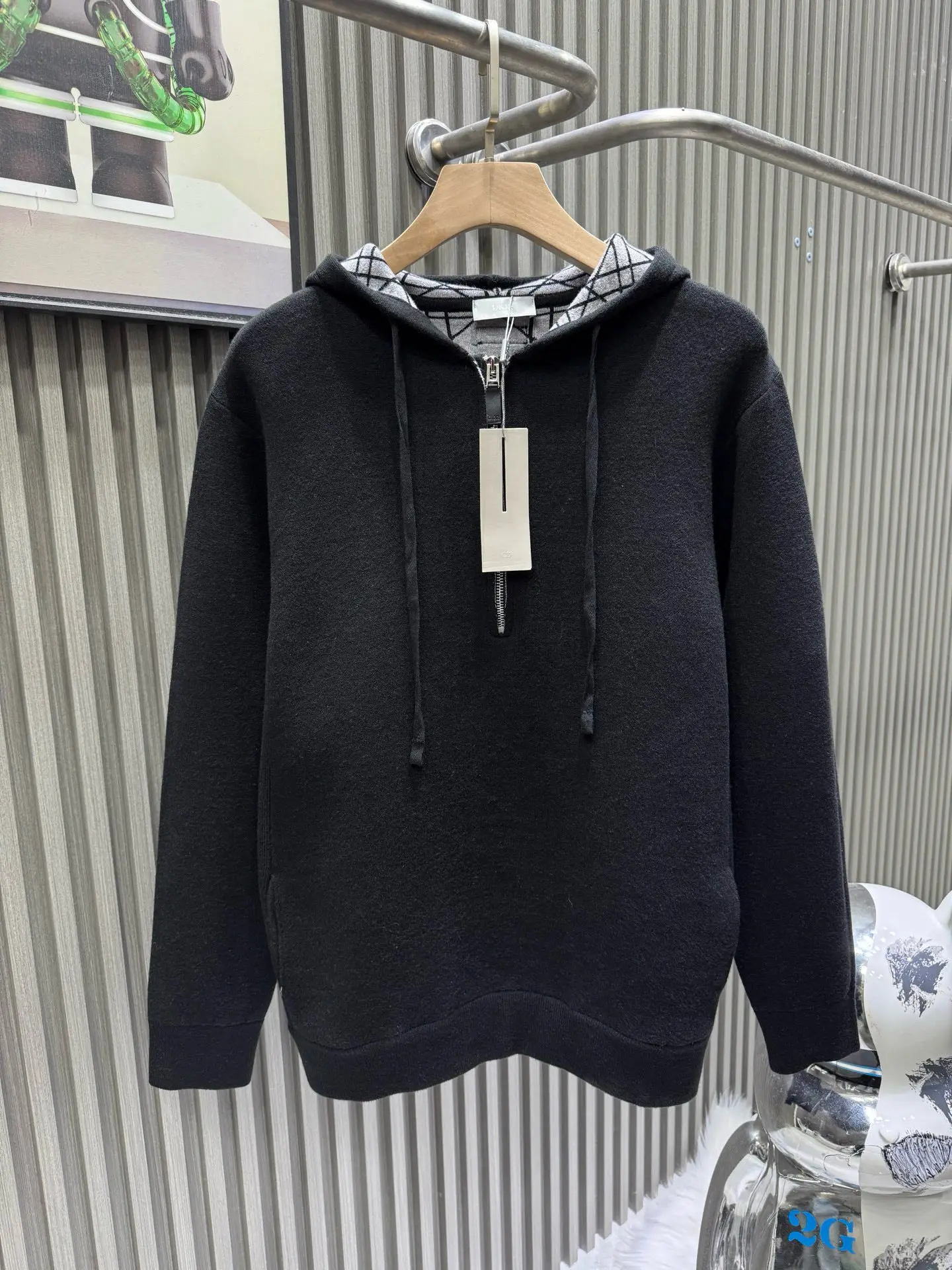 Logo-Jacquard Cashmere-Blend Half-Zip Hoodie D35514139