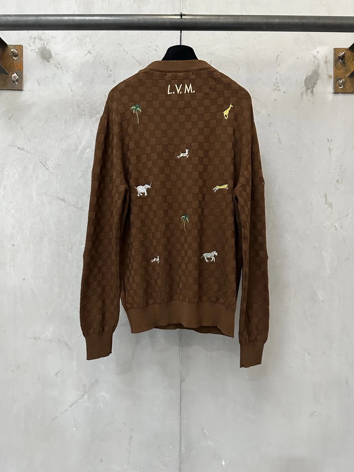 Animal Embroidery Damier Knit Sweater D36022287 — view 2