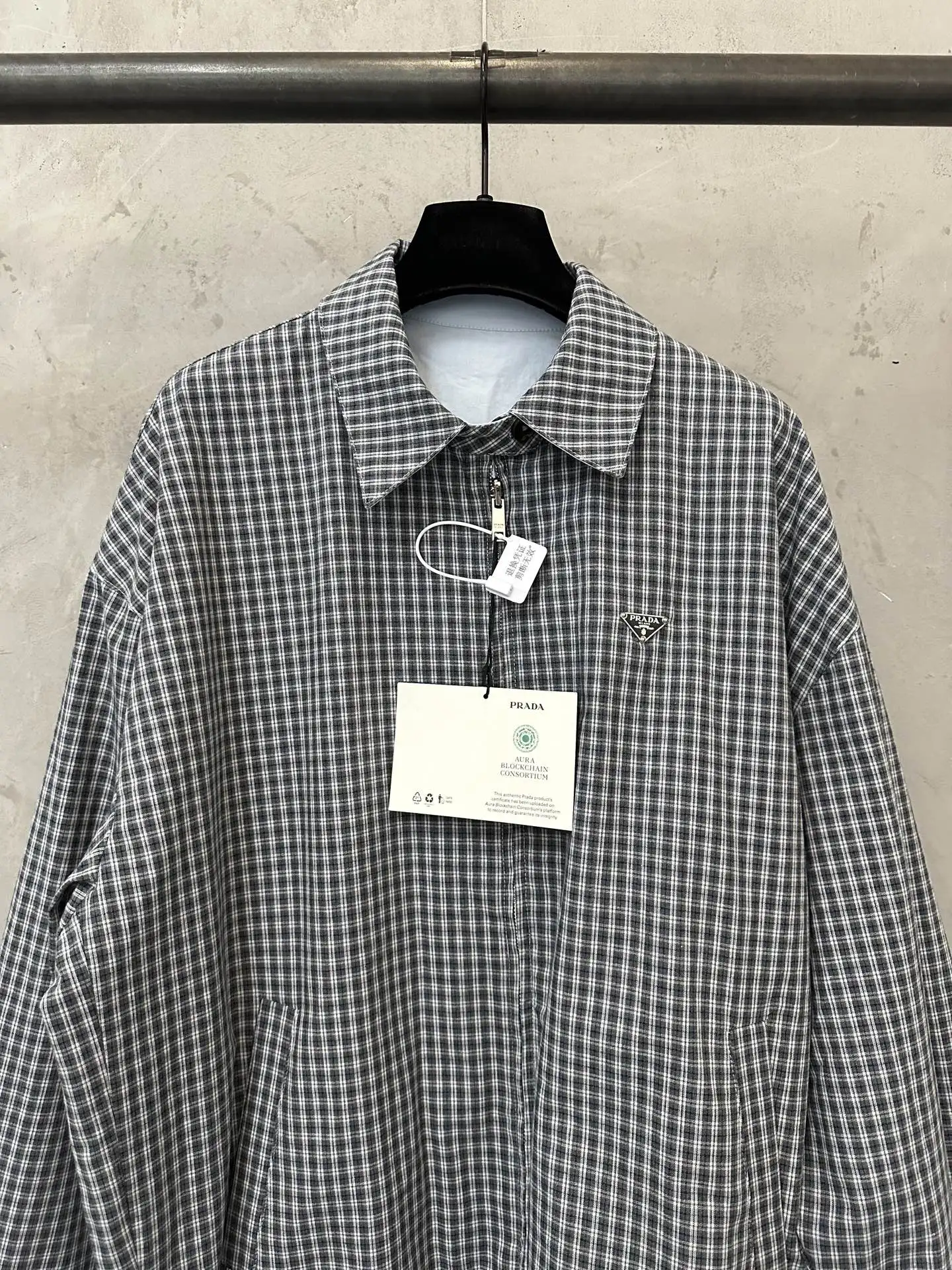Reversible Plaid Zip-Up Blouson Jacket D36020478 — view 5
