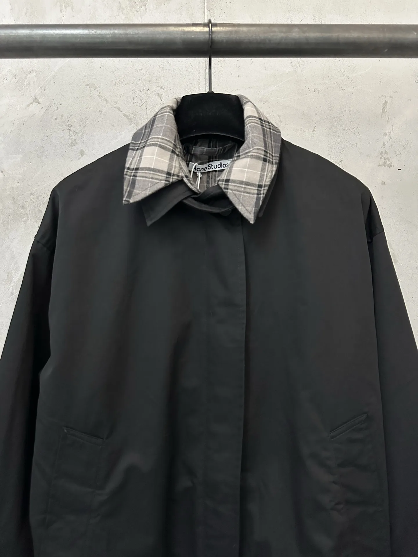 Layered-Effect Cropped Jacket with Plaid Trim D37022242 — view 3