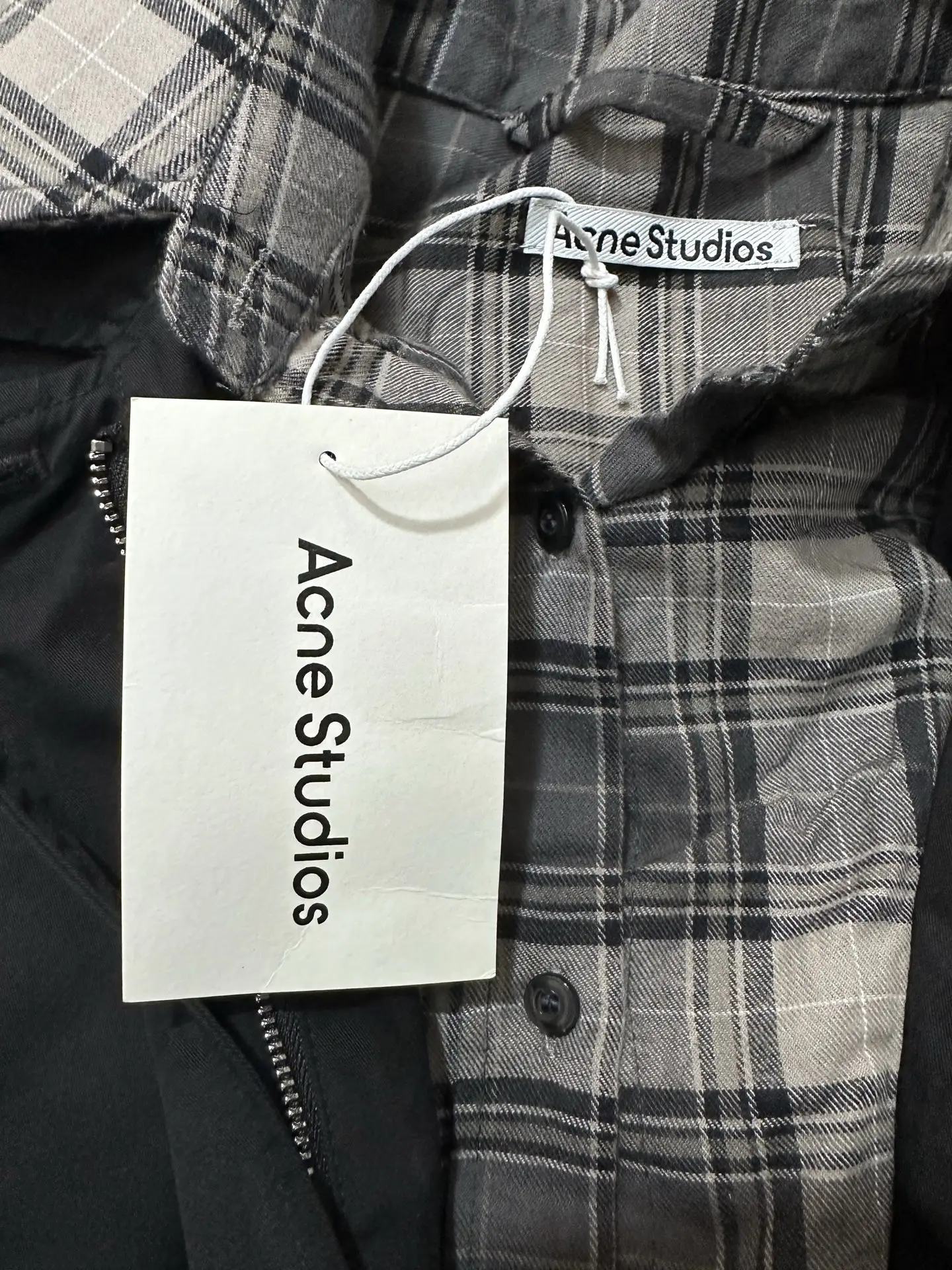 Layered-Effect Cropped Jacket with Plaid Trim D37022242 — view 7