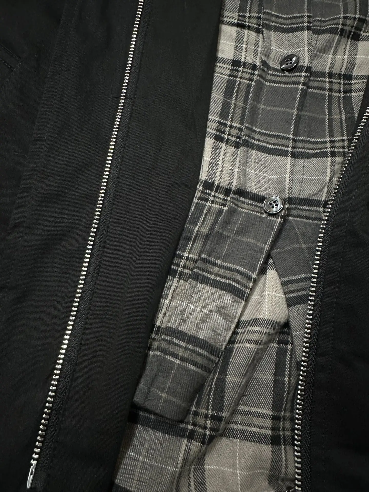 Layered-Effect Cropped Jacket with Plaid Trim D37022242 — view 10