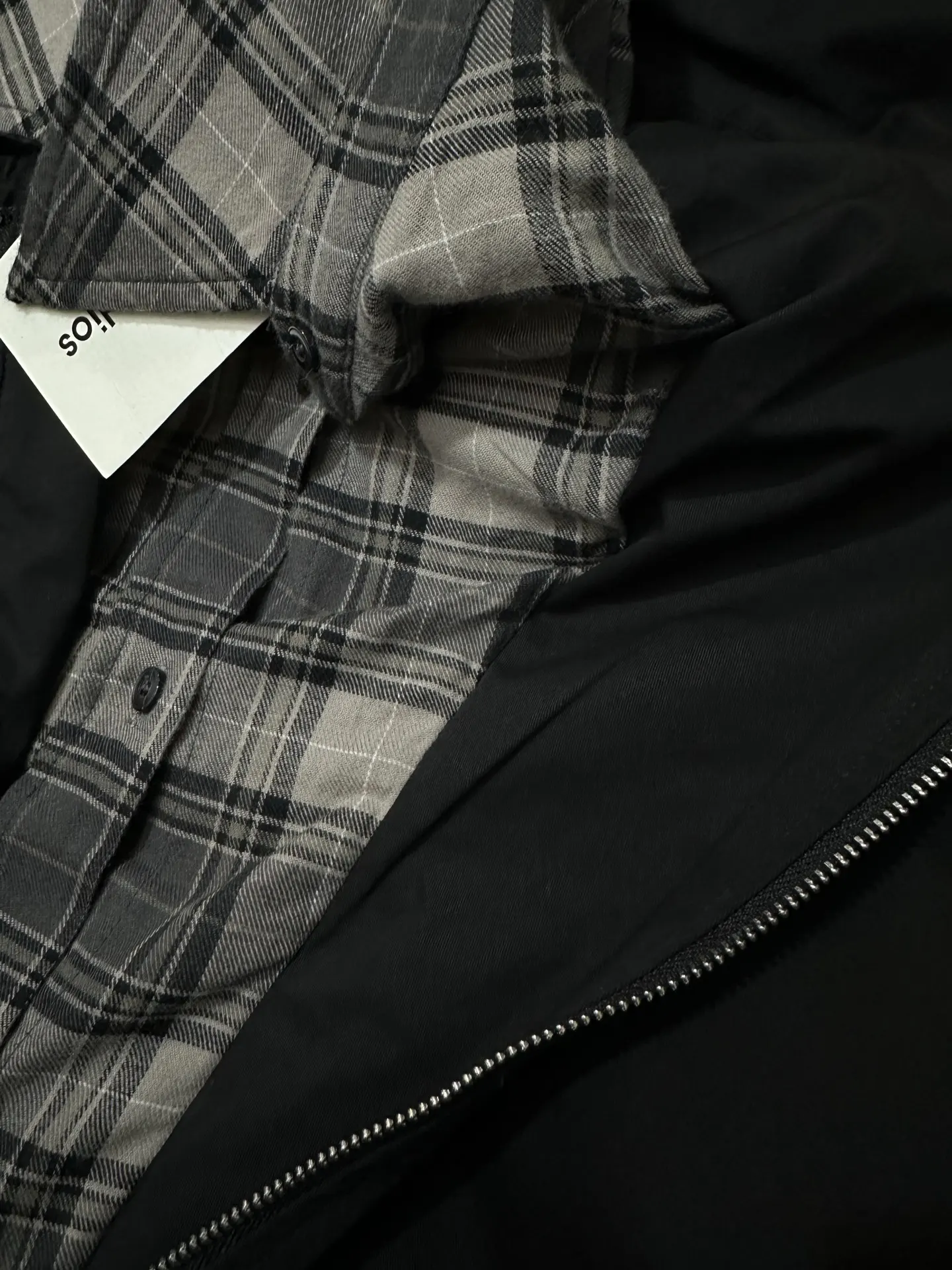 Layered-Effect Cropped Jacket with Plaid Trim D37022242 — view 11