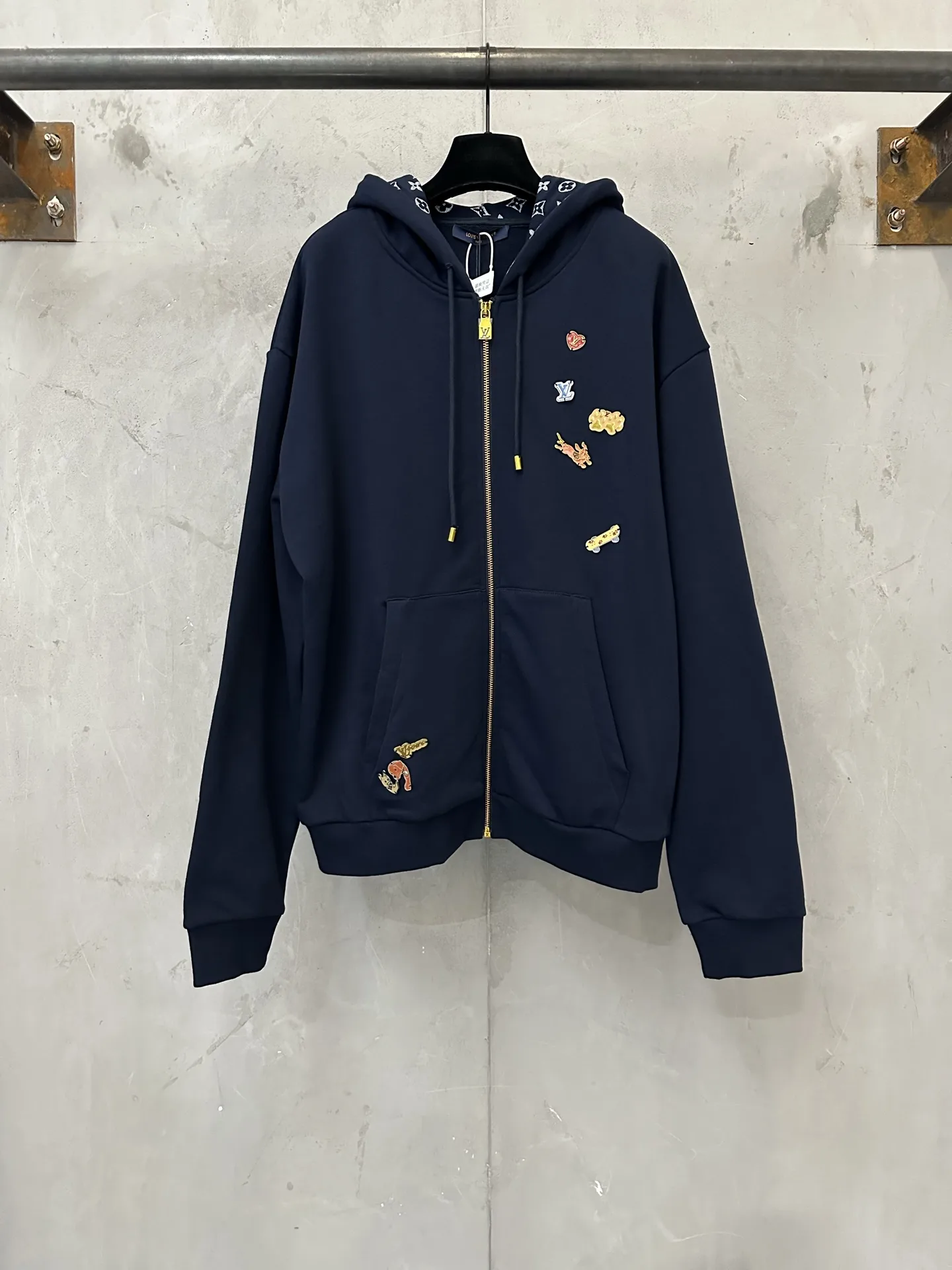 Logo Jacquard Zip-Up Hoodie D37023150
