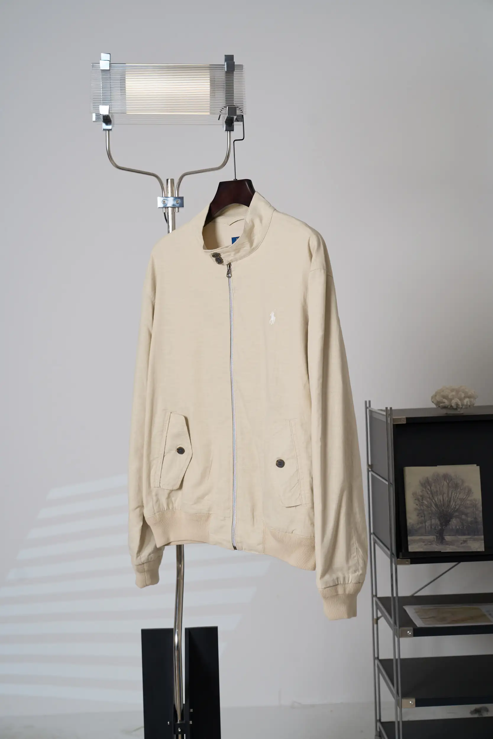 Polo Pony Embroidered Linen Harrington Jacket D37019119 — view 3