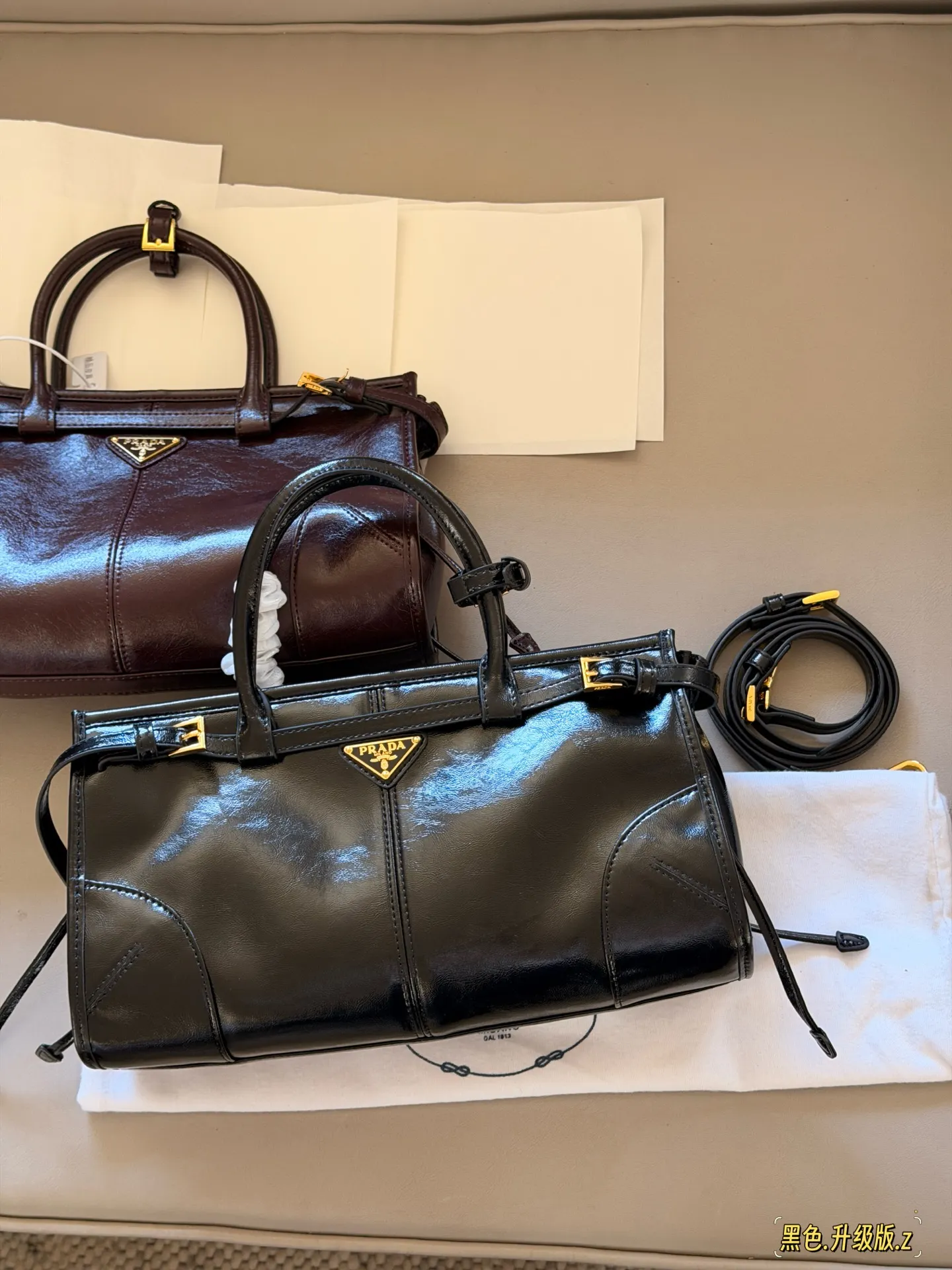 Prada Soft Lux Leather Top-Handle Bag D37018447 — view 11