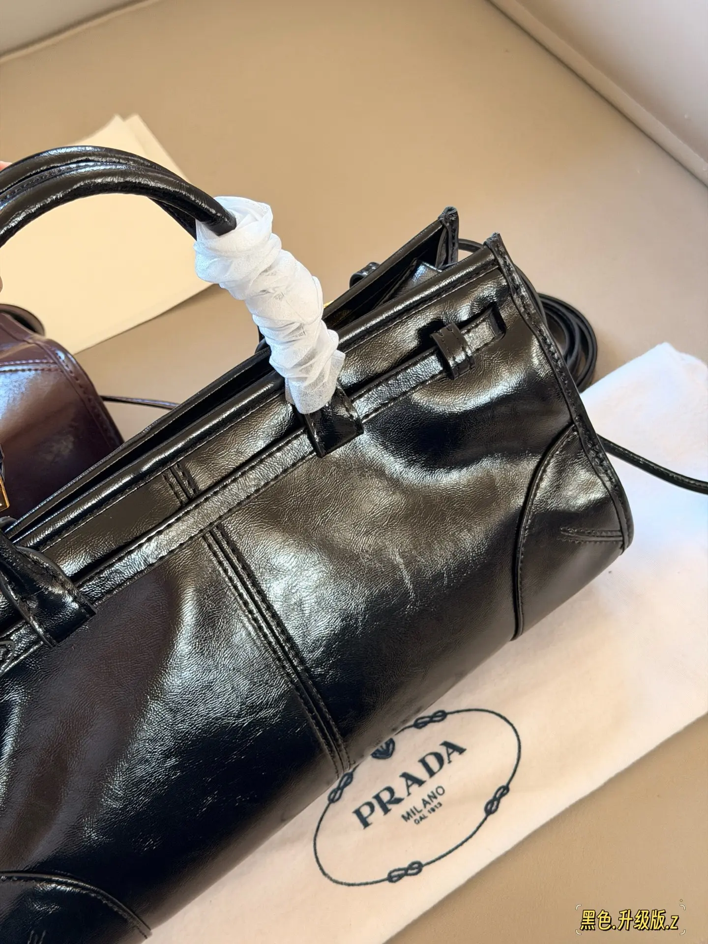 Prada Soft Lux Leather Top-Handle Bag D37018447 — view 14