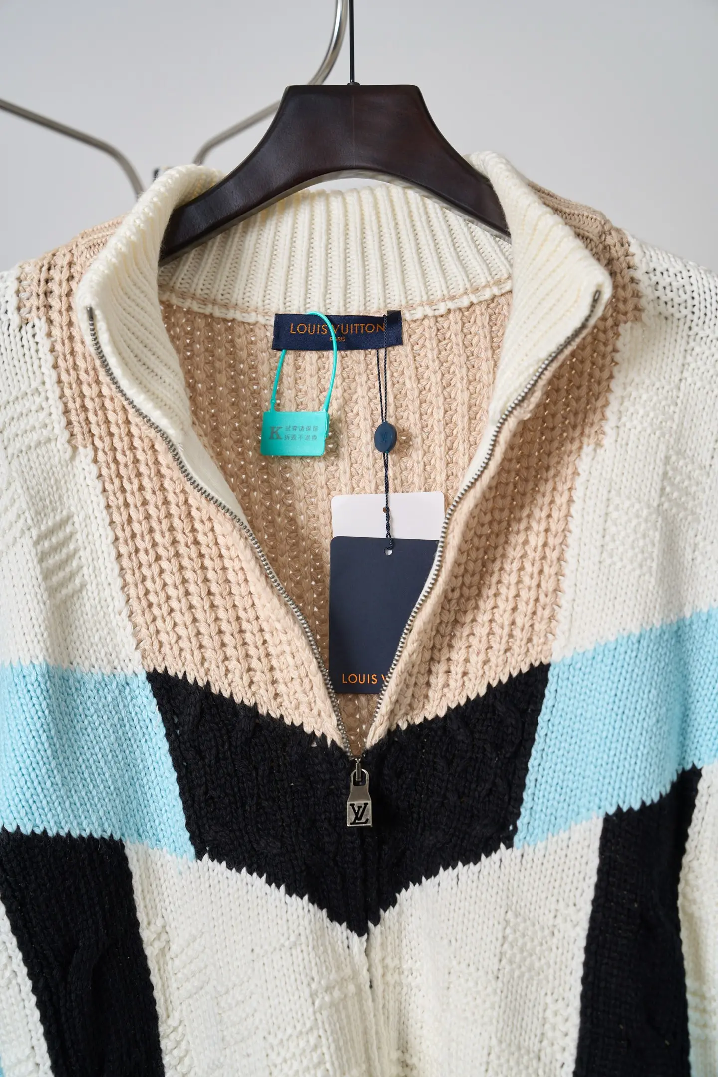 Color-Block Logo Embroidery Zip-Up Knit Jacket D37519116 — view 5