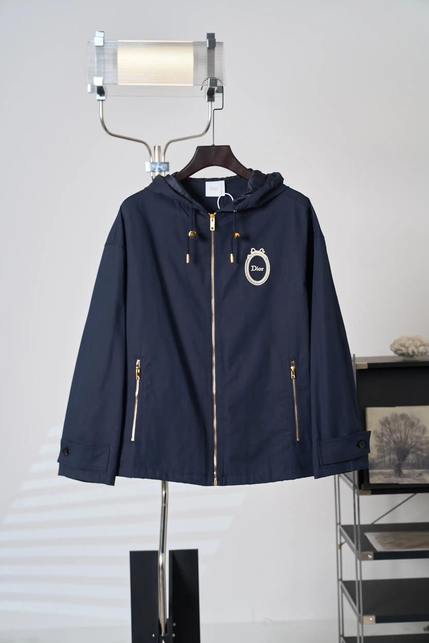 Medaillon Embroidered Hooded Gabardine Jacket D38019112