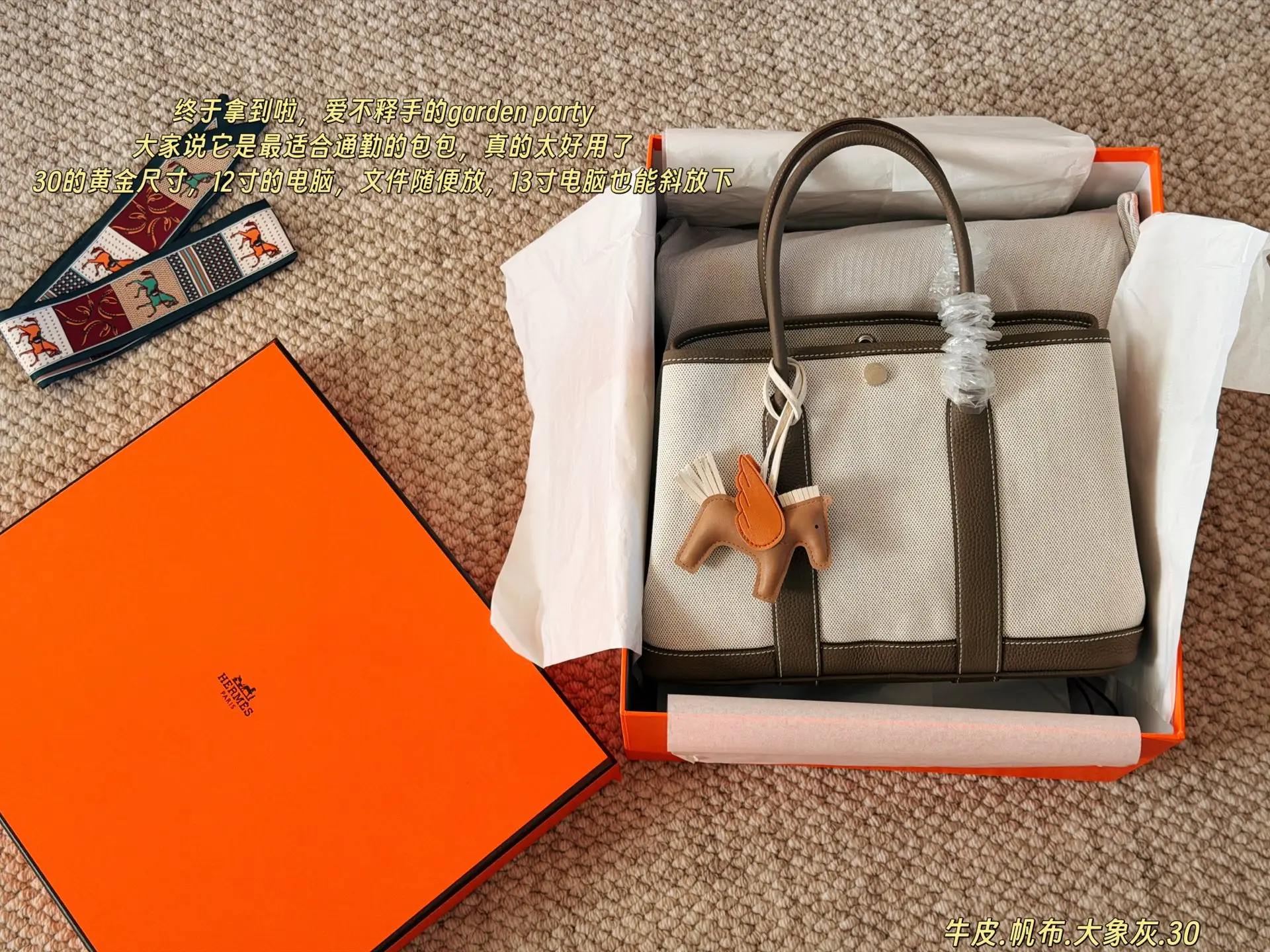Garden Party Canvas & Leather Tote Bag D38018435 — view 10