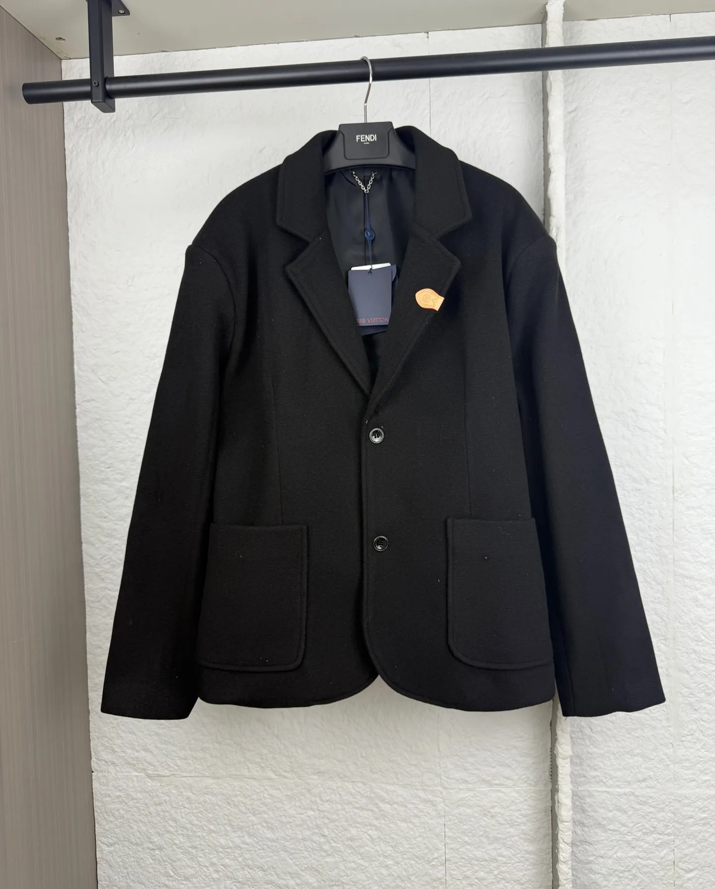 Trunk Leather Patch Wool-Blend Blazer D39513835