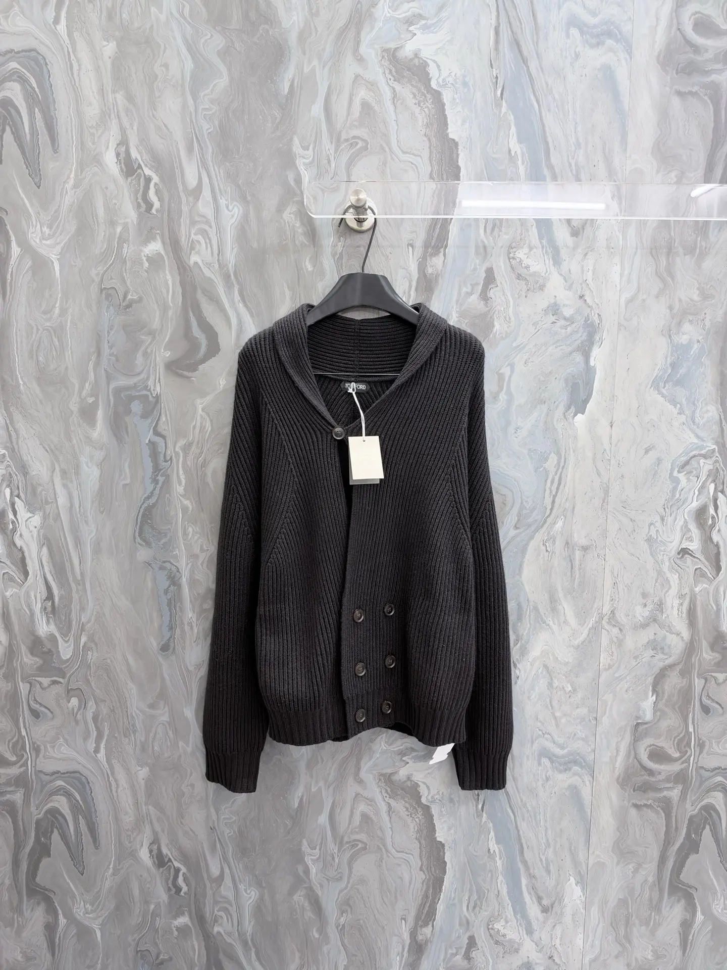 Double-Breasted Ribbed Cashmere Cardigan D39519203