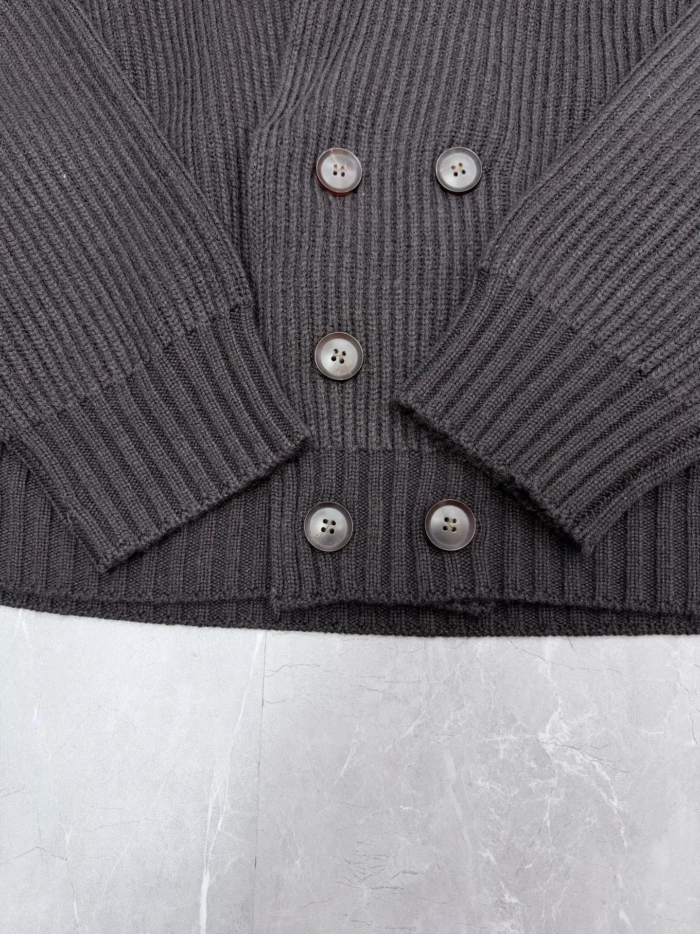 Double-Breasted Ribbed Cashmere Cardigan D39519203 — view 6