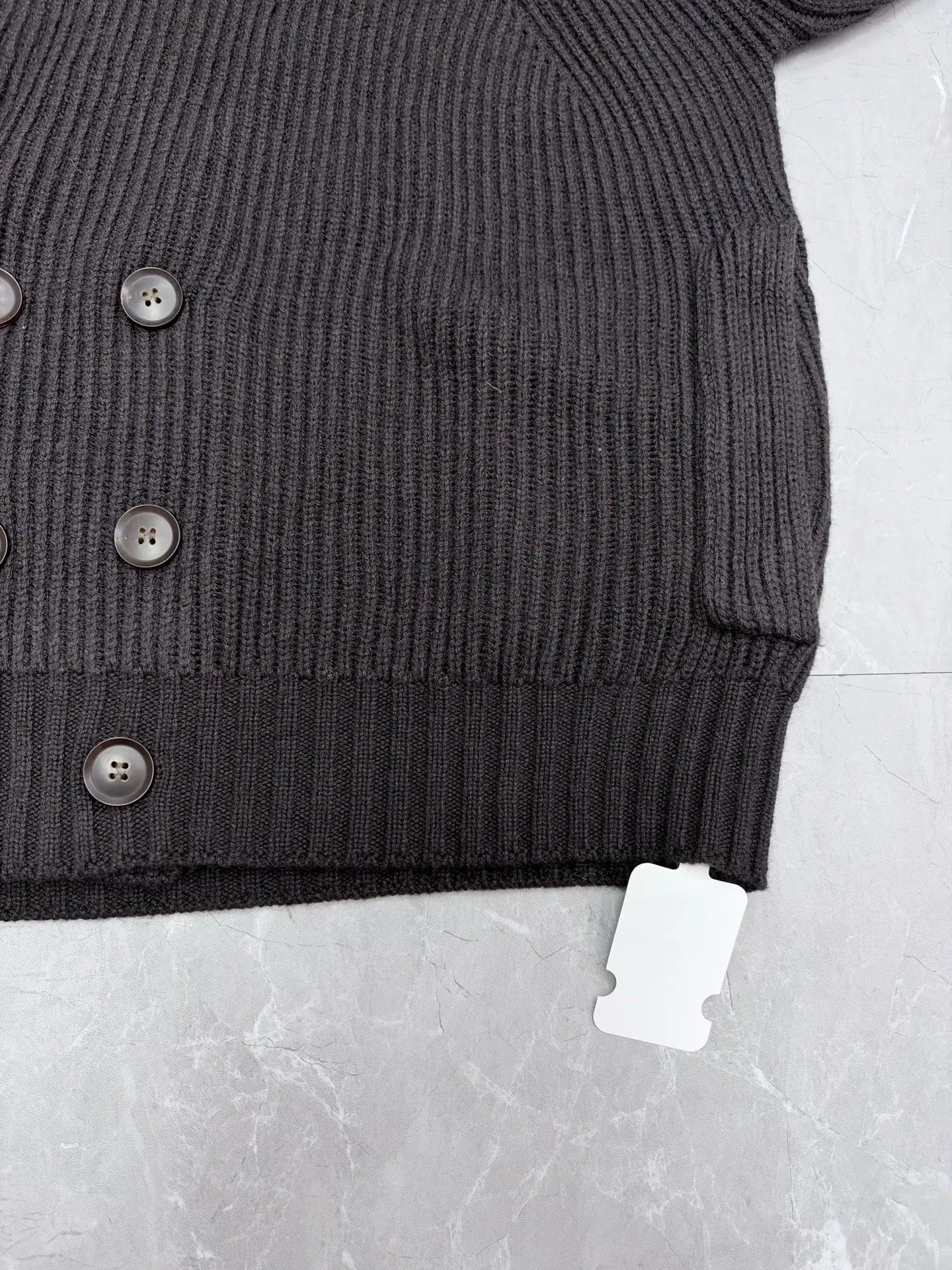 Double-Breasted Ribbed Cashmere Cardigan D39519203 — view 7