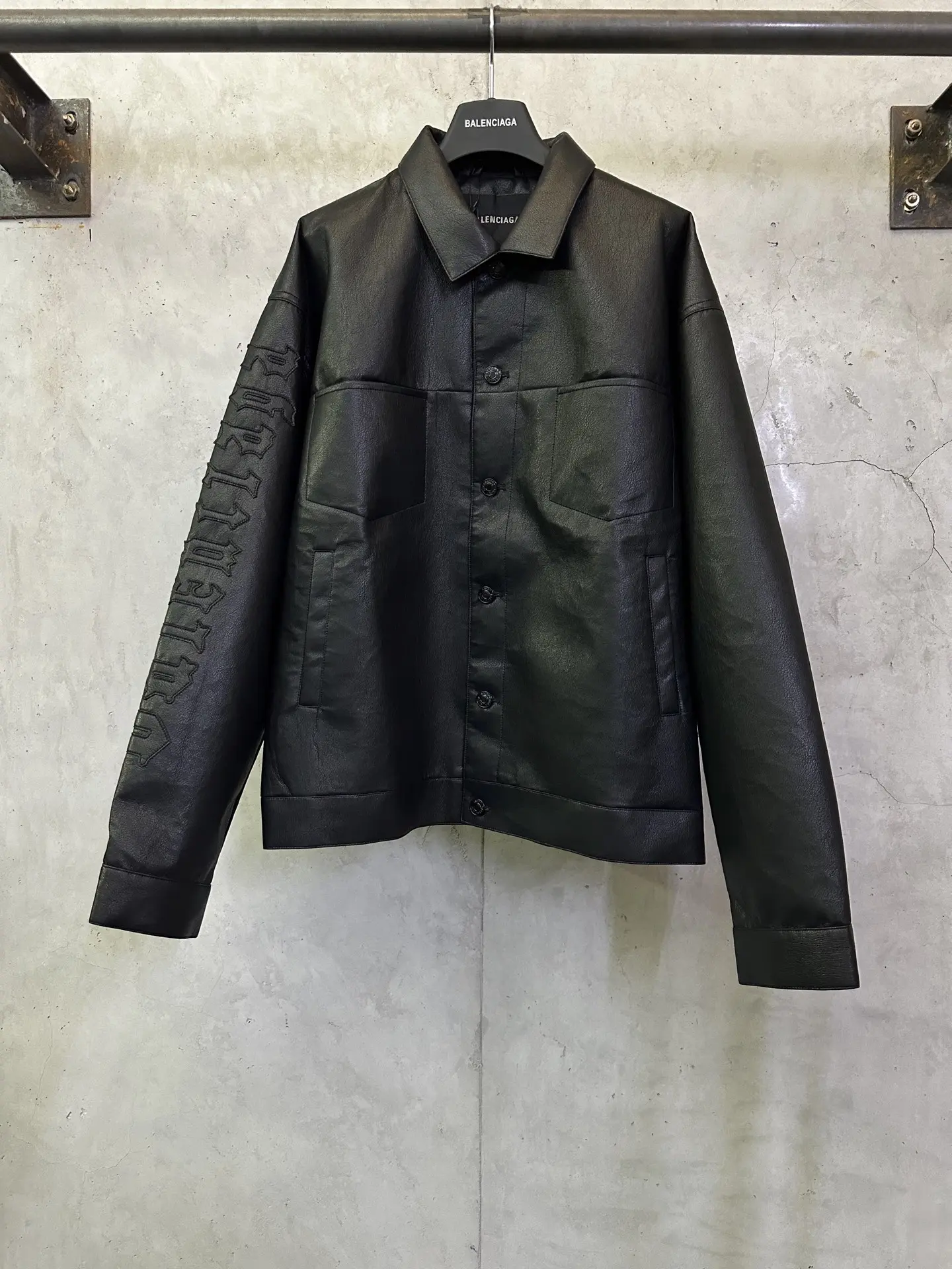 Logo-Embroidered Faux Leather Oversized Jacket D40015304
