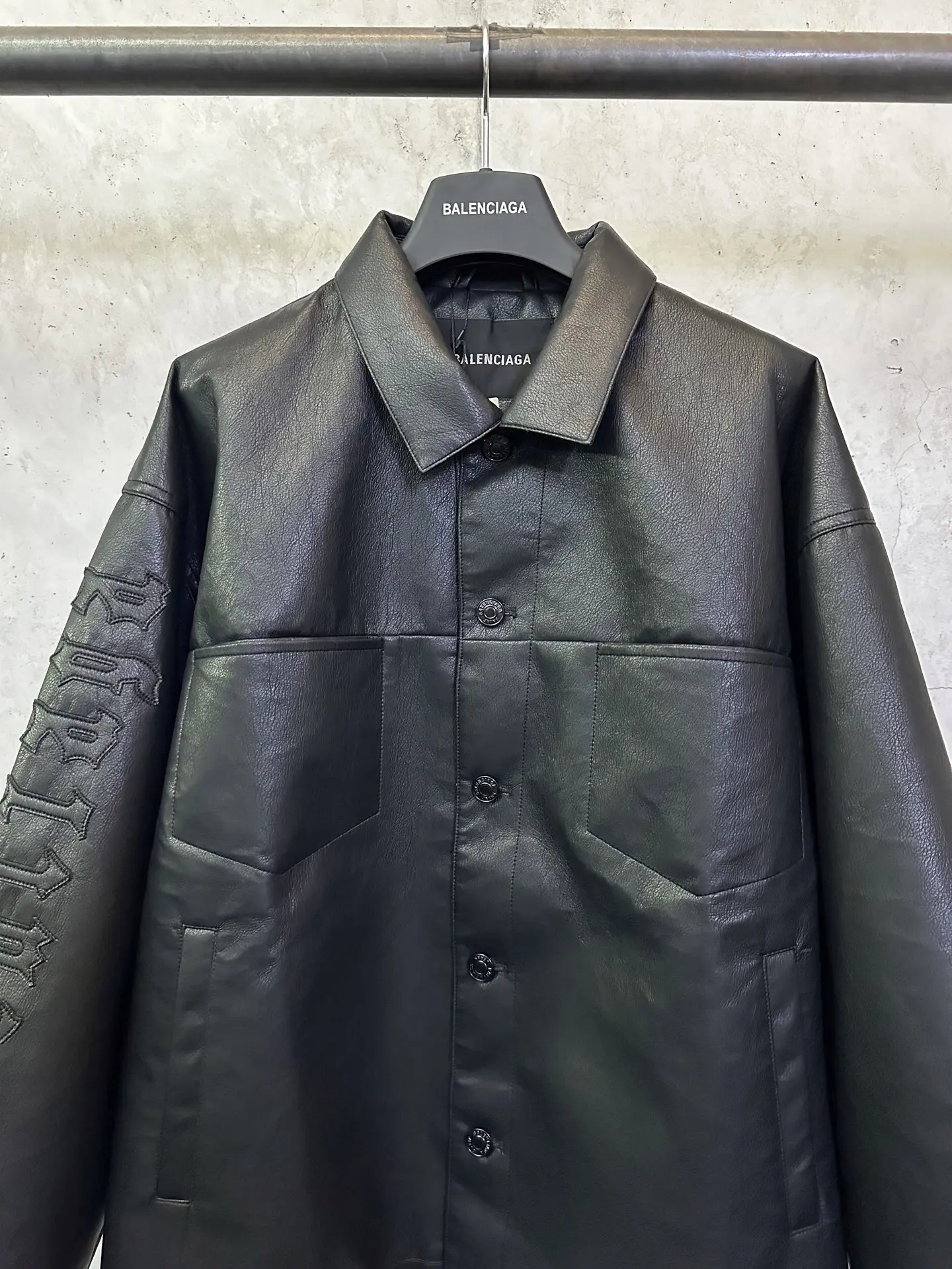 Logo-Embroidered Faux Leather Oversized Jacket D40015304 — view 3