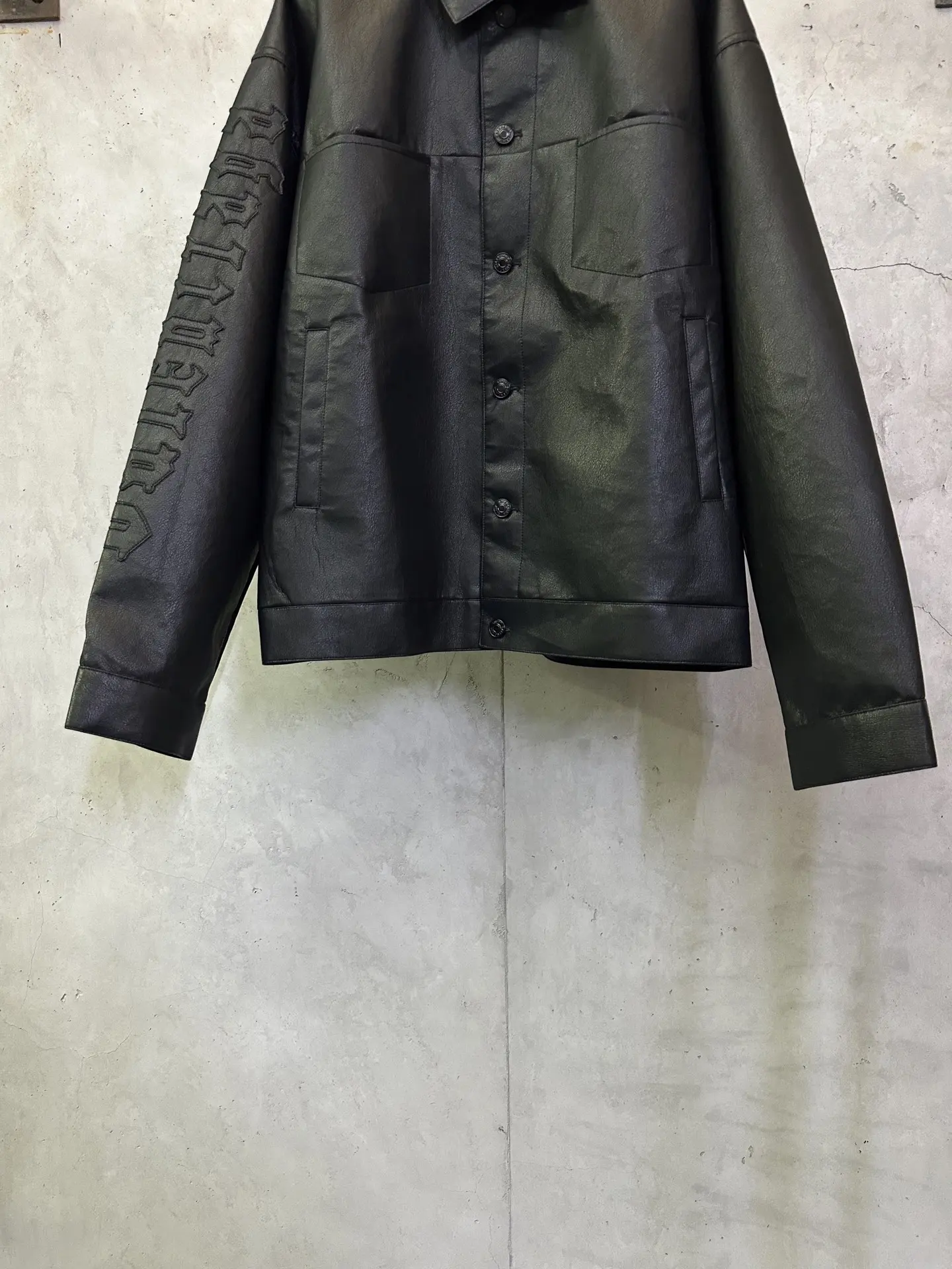 Logo-Embroidered Faux Leather Oversized Jacket D40015304 — view 4