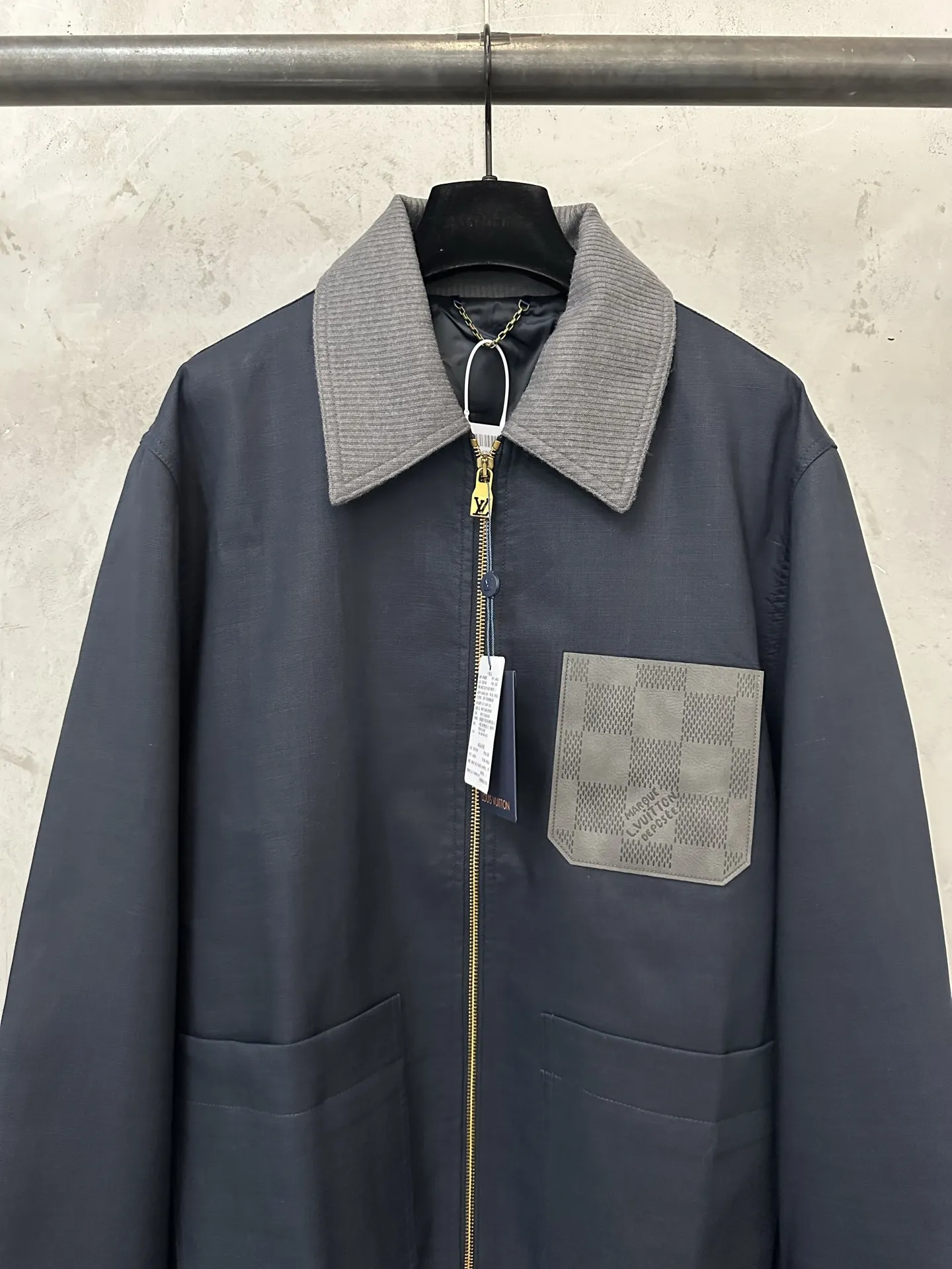 Linen-Blend Workwear Jacket with Leather Logo Patch D42022244 — view 3