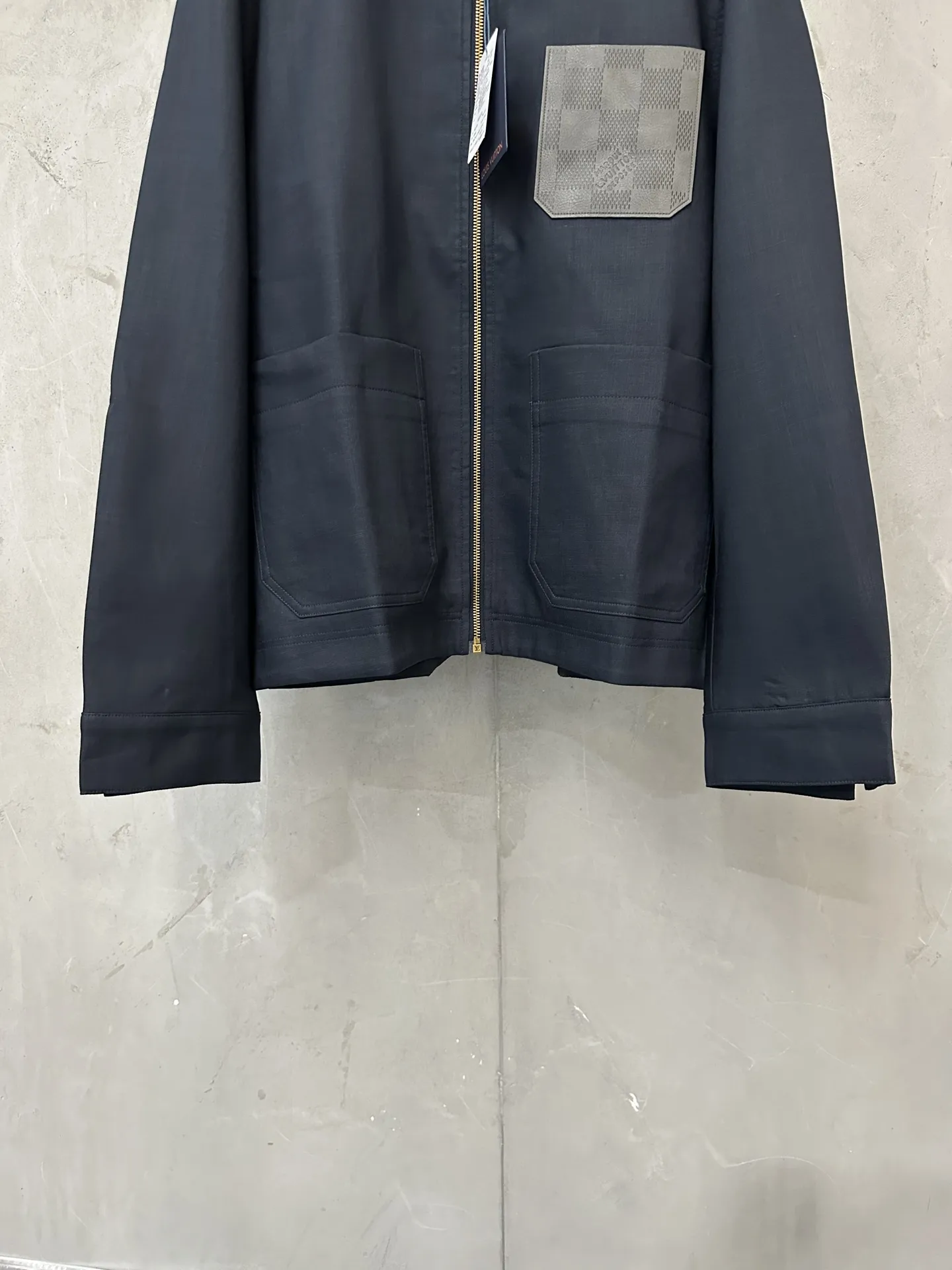 Linen-Blend Workwear Jacket with Leather Logo Patch D42022244 — view 4
