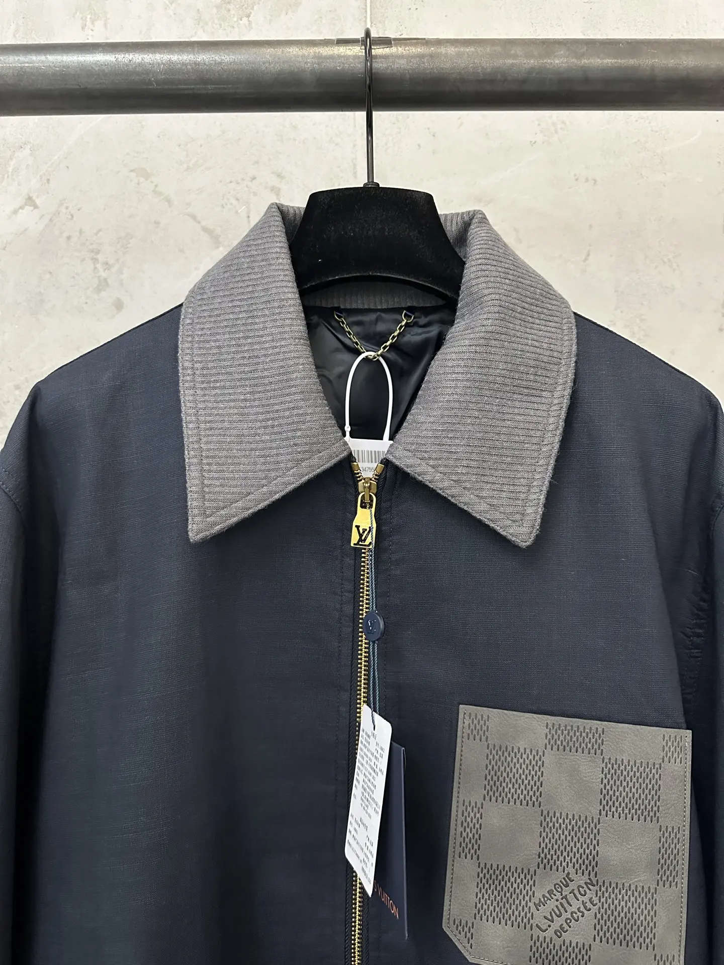Linen-Blend Workwear Jacket with Leather Logo Patch D42022244 — view 5