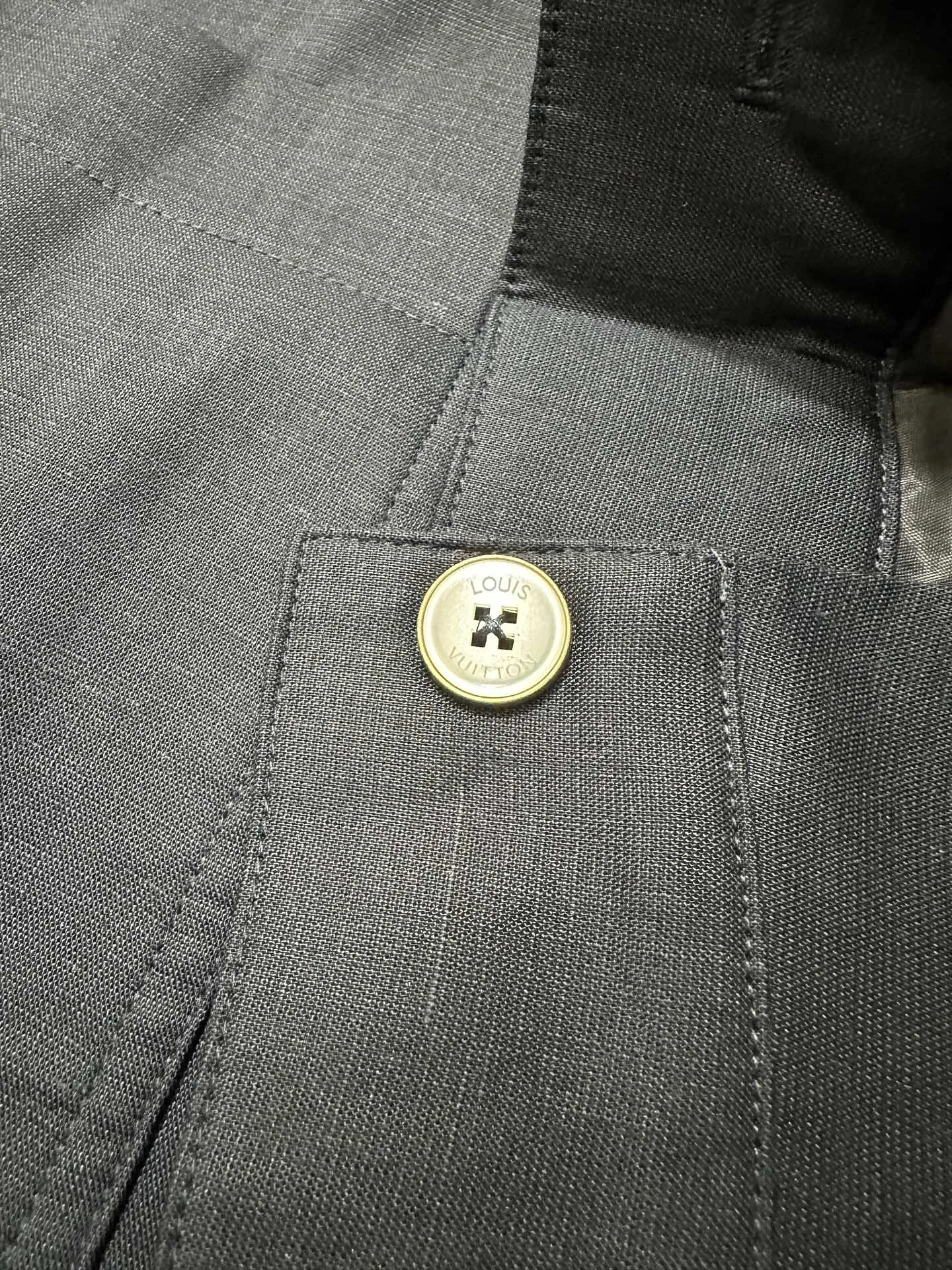 Linen-Blend Workwear Jacket with Leather Logo Patch D42022244 — view 9