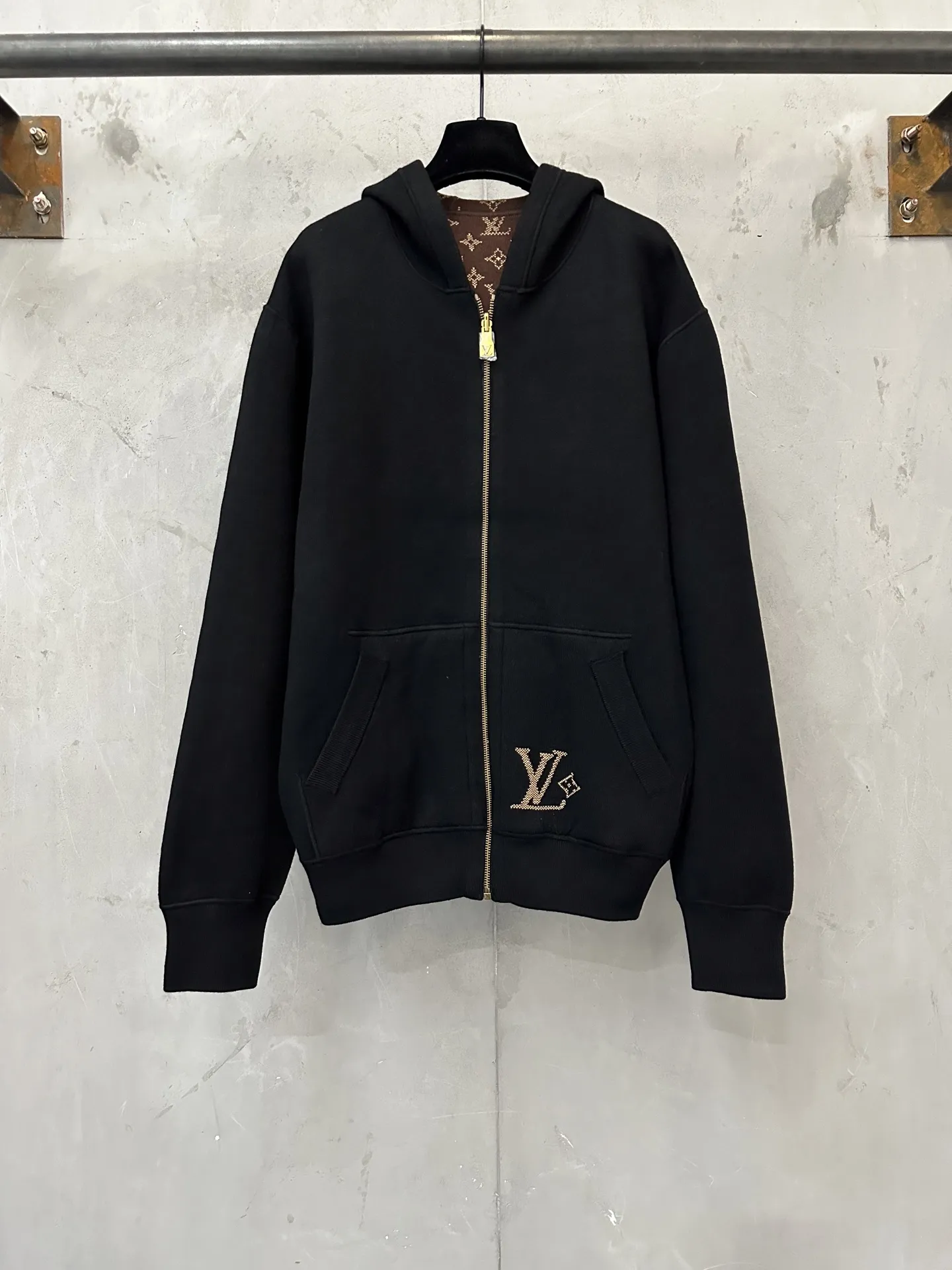 Reversible Monogram Jacquard Knit Zip-Up Hoodie D48018947
