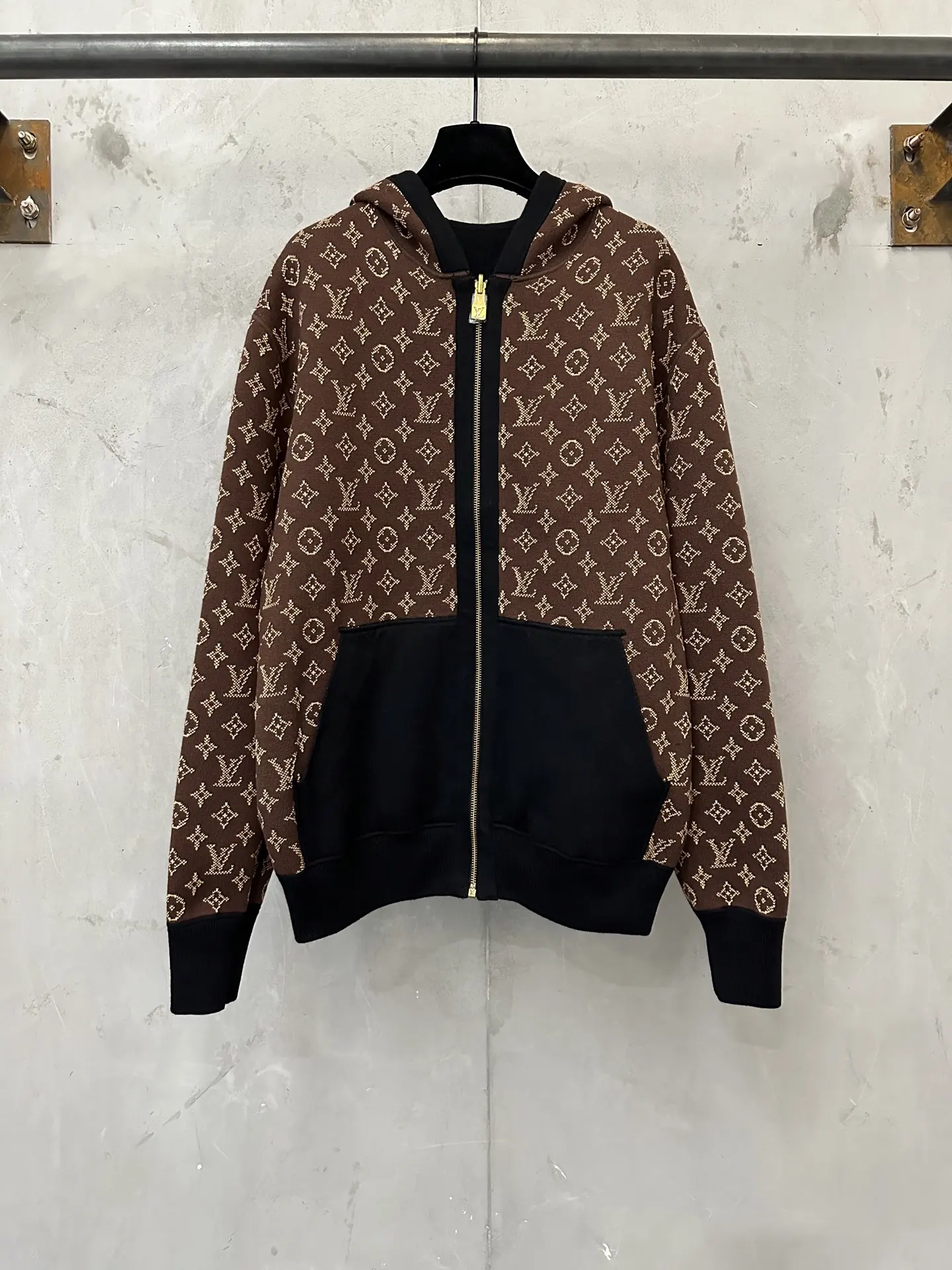 Reversible Monogram Jacquard Knit Zip-Up Hoodie D48018947 — view 2