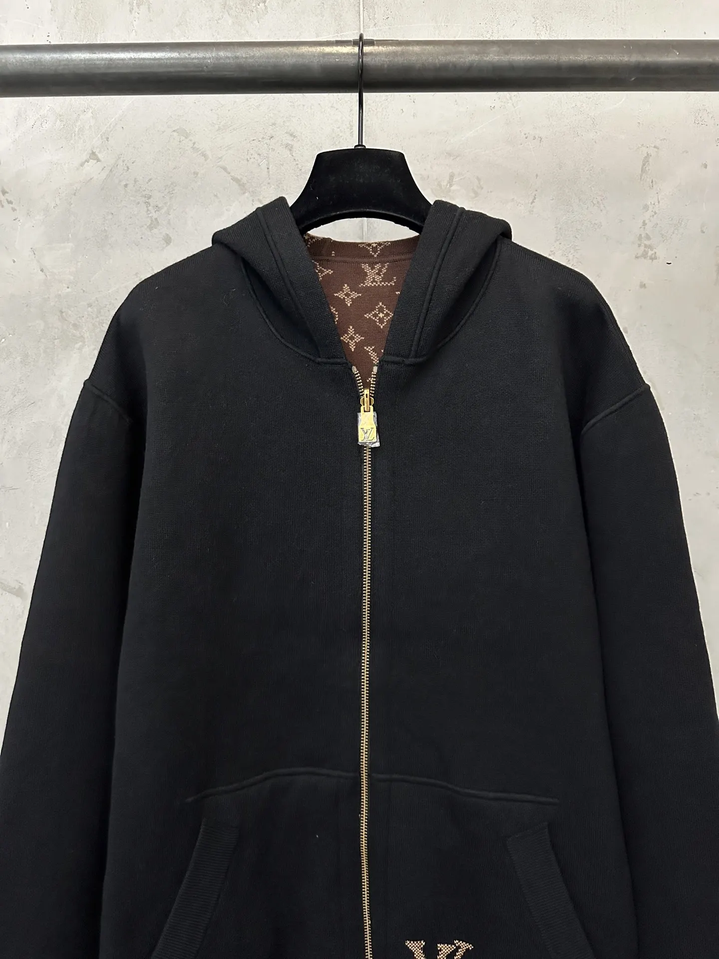 Reversible Monogram Jacquard Knit Zip-Up Hoodie D48018947 — view 5