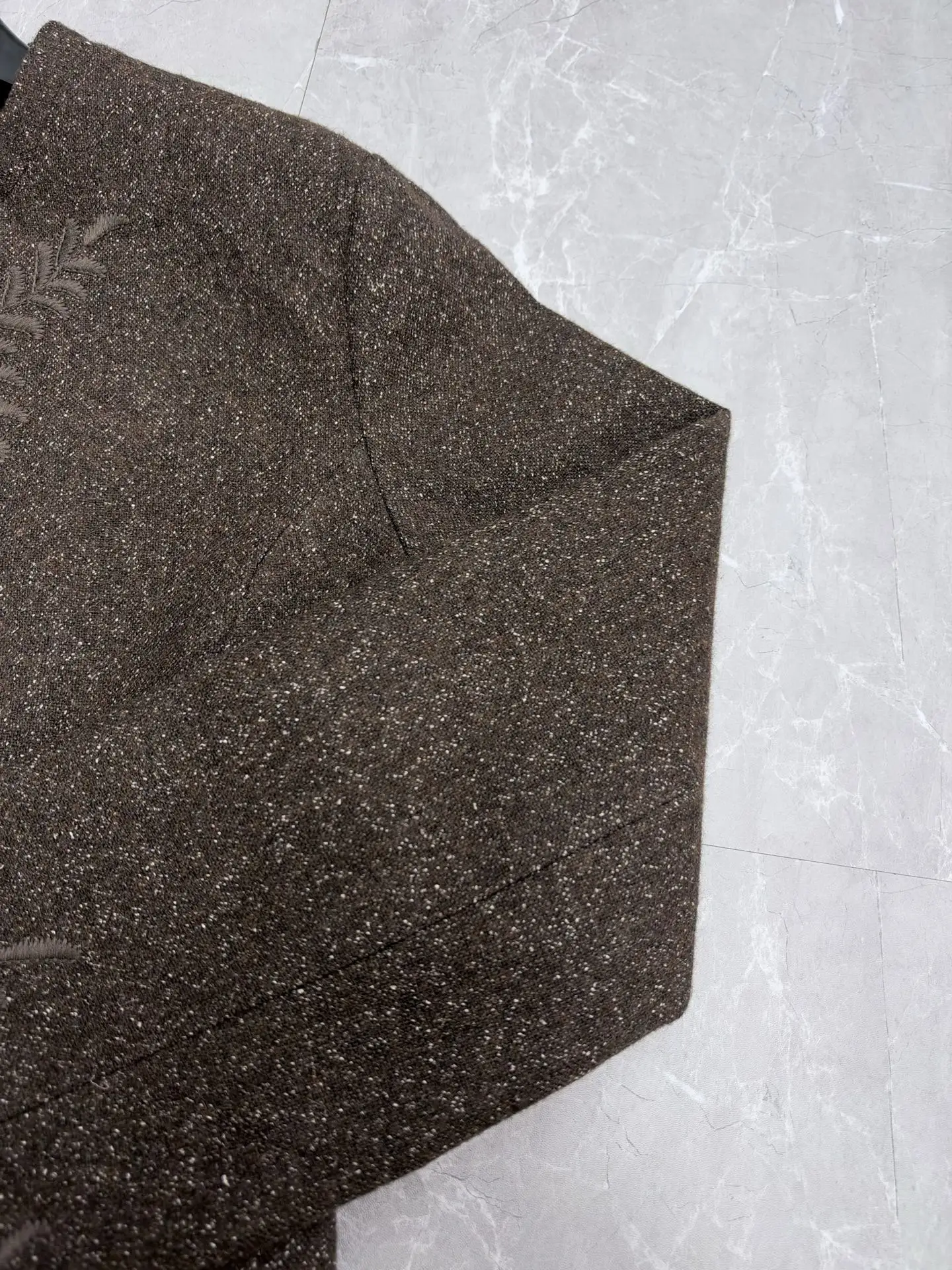 Embroidered Wool-Tweed Collarless Jacket D51019208 — view 4