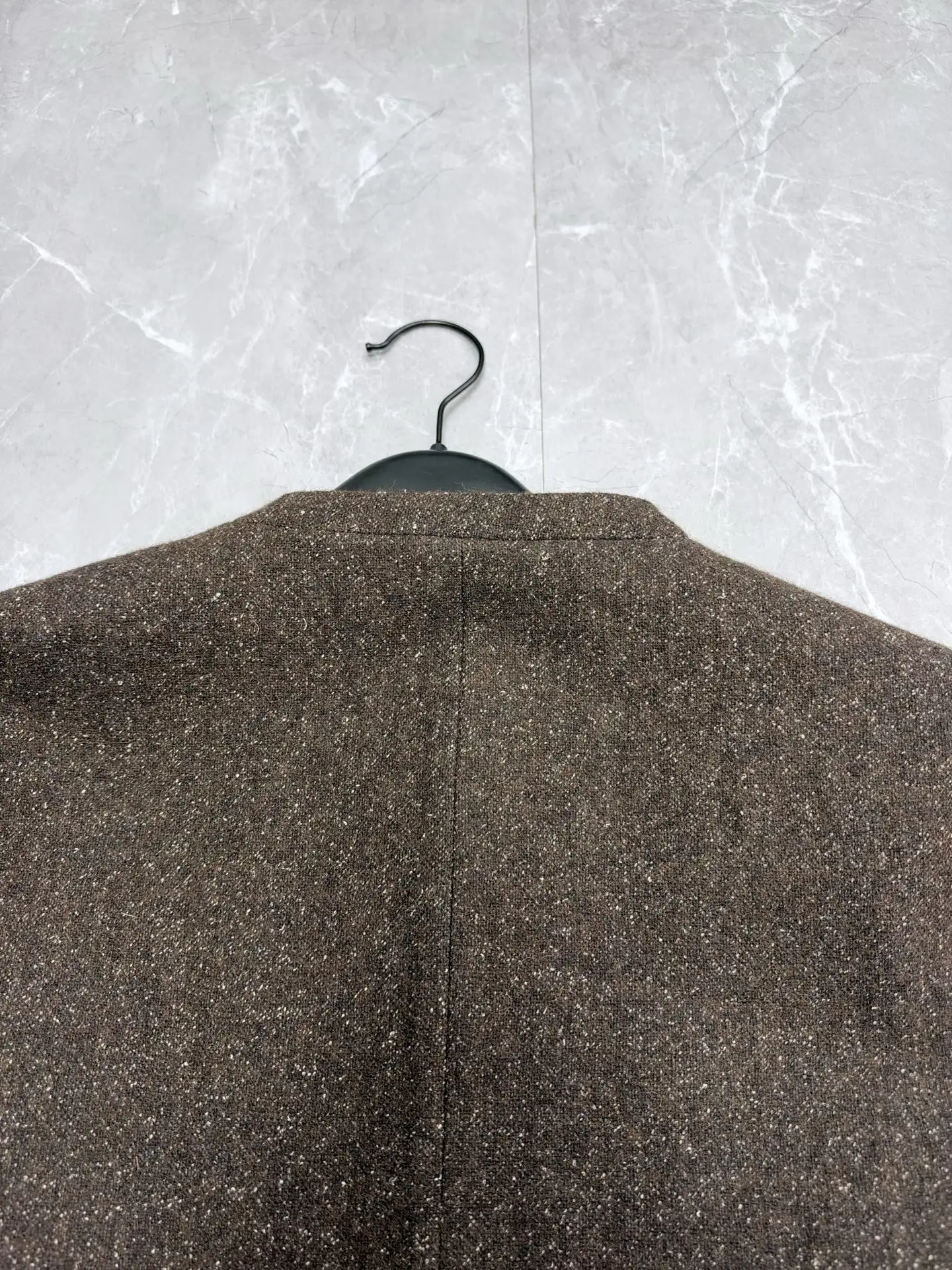 Embroidered Wool-Tweed Collarless Jacket D51019208 — view 8