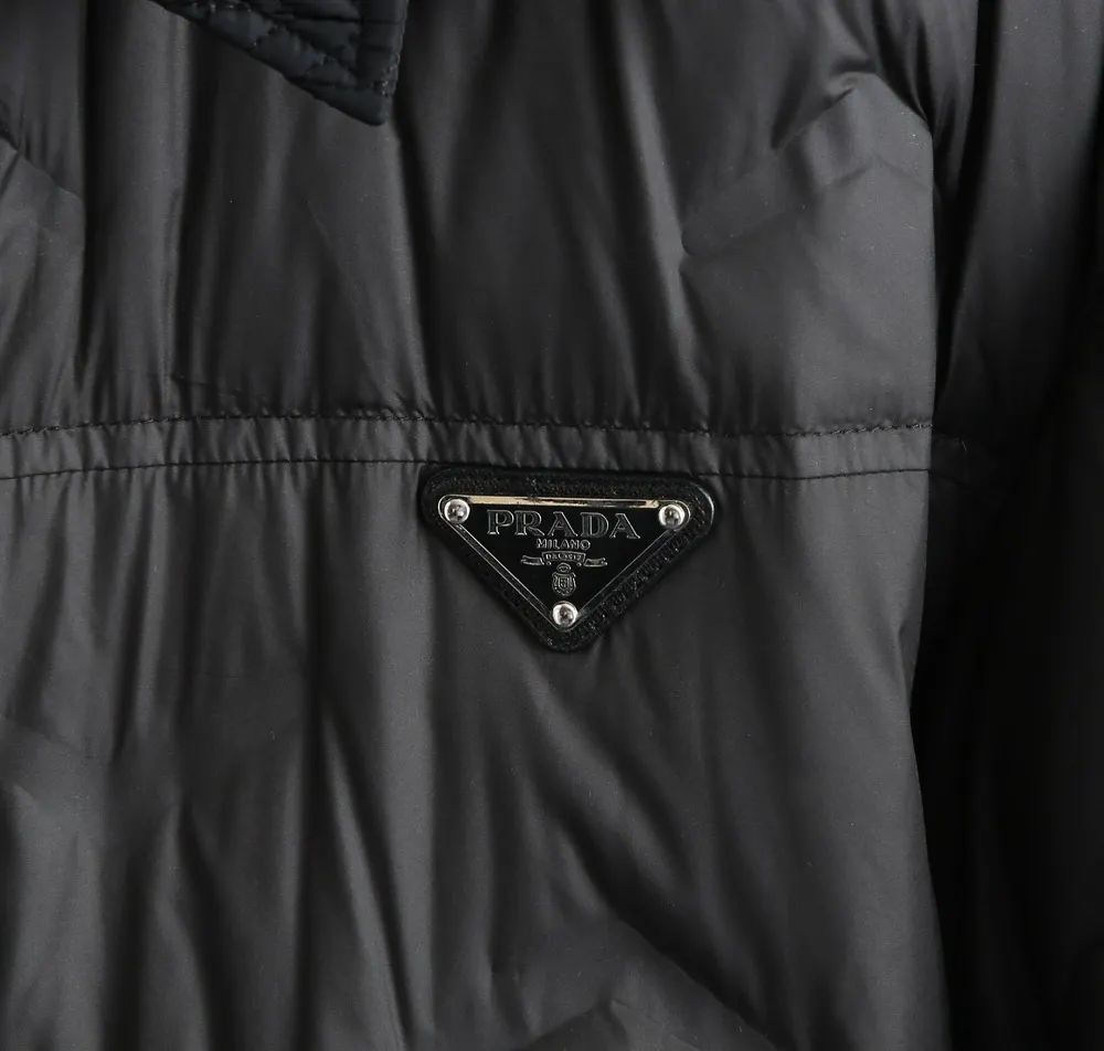 Quilted Down-Filled Shirt Jacket with Enamel Triangle Logo D52019081 — view 9