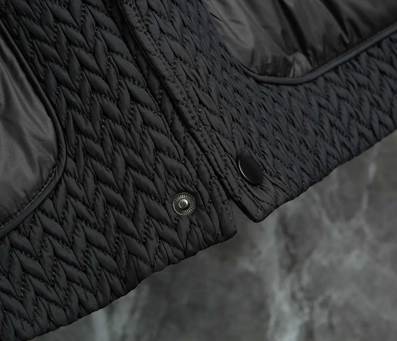 Quilted Down-Filled Shirt Jacket with Enamel Triangle Logo D52019081 — view 10