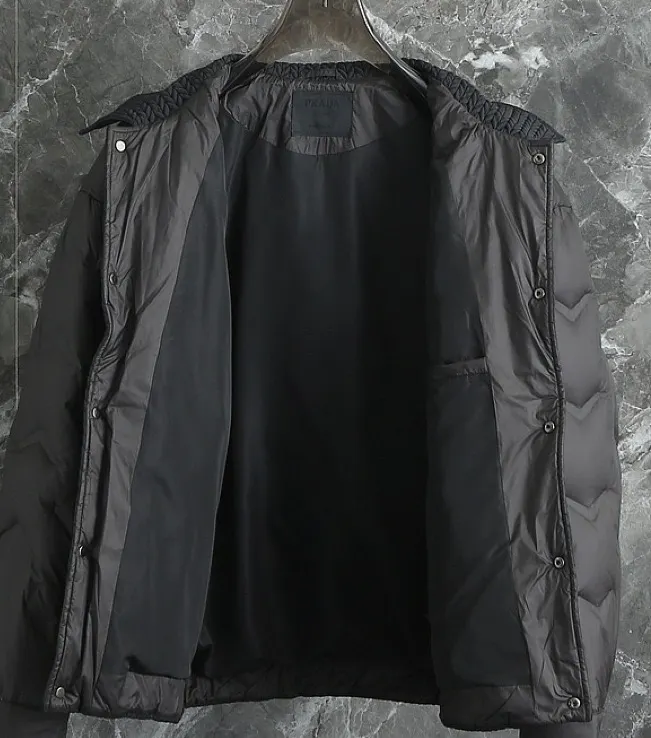 Quilted Down-Filled Shirt Jacket with Enamel Triangle Logo D52019081 — view 13