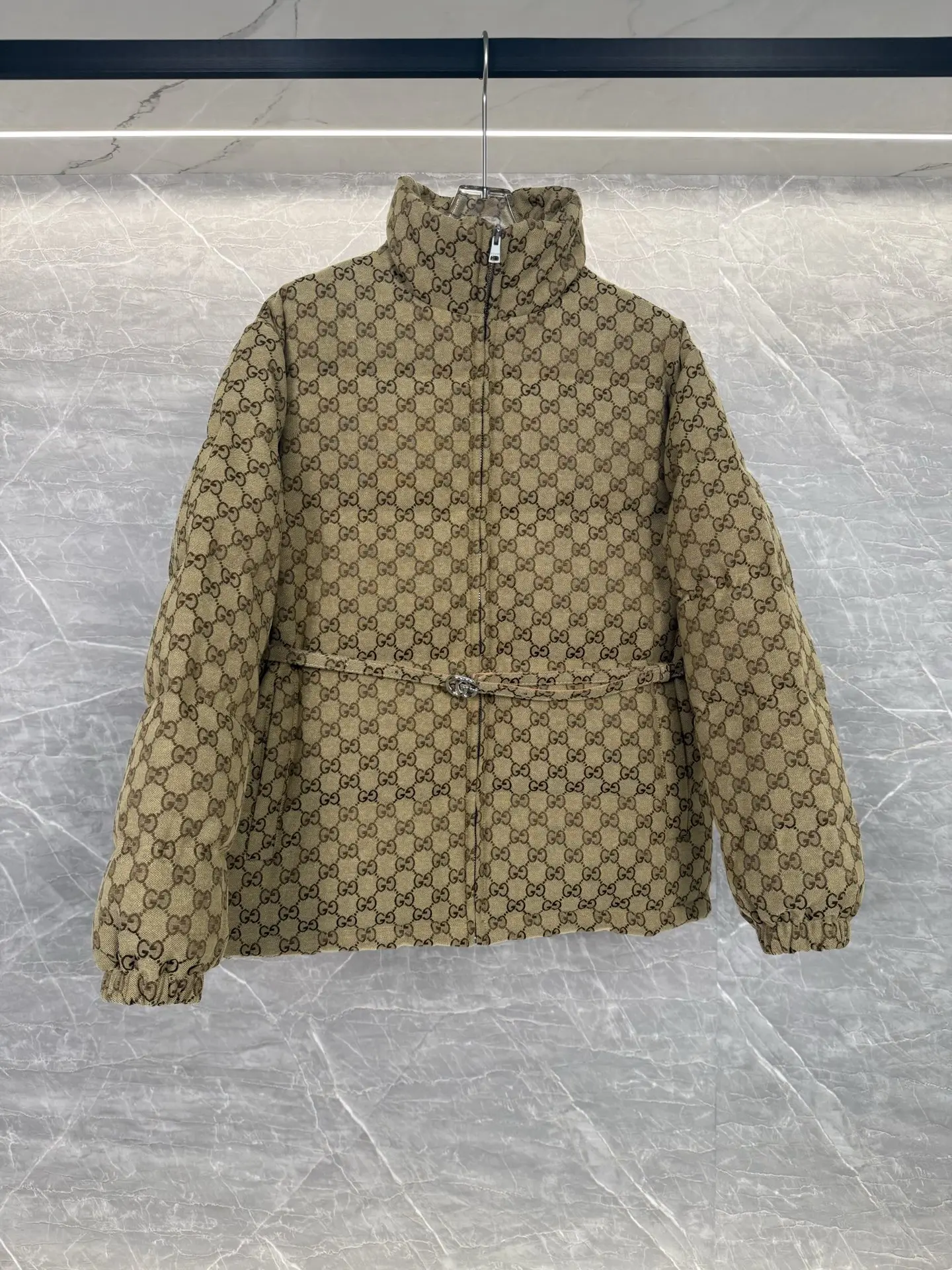 GG Monogram Jacquard Belted Down Jacket D55019012 — view 2