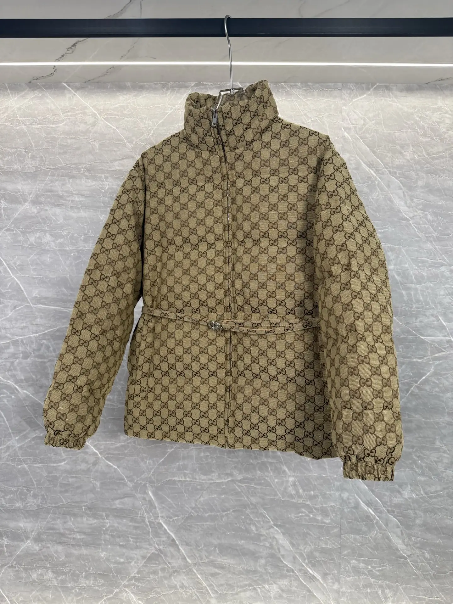 GG Monogram Jacquard Belted Down Jacket D55019012 — view 3