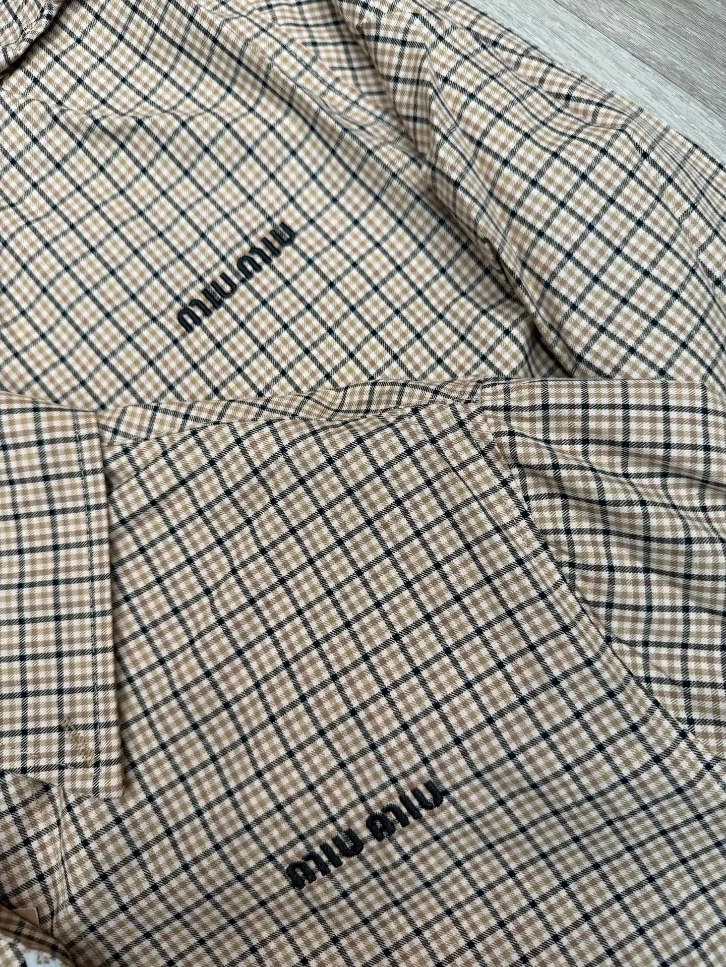 Embroidered Logo Checked Cotton Shirt D8915692 — view 2