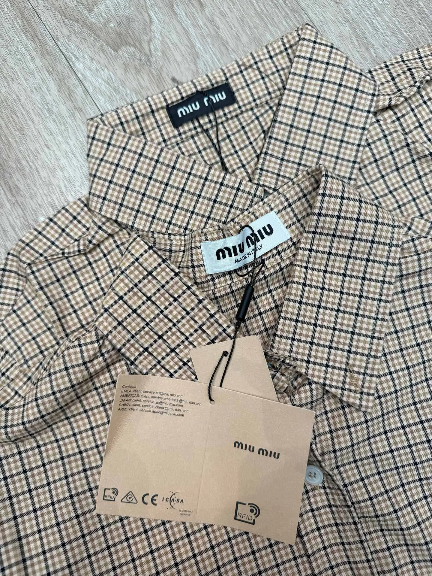 Embroidered Logo Checked Cotton Shirt D8915692 — view 3