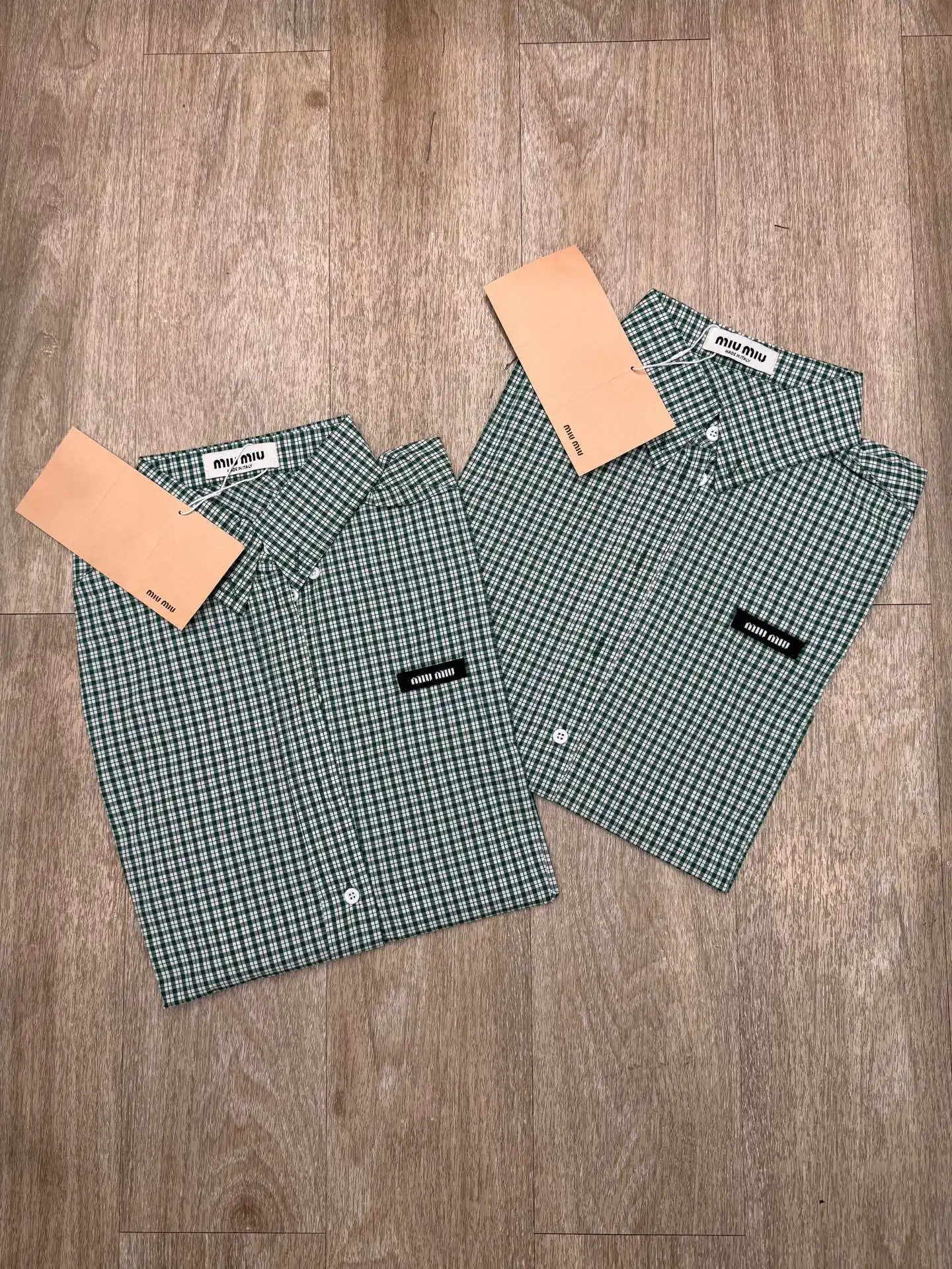 Logo Patch Gingham Cotton Shirt D9015694 — view 2